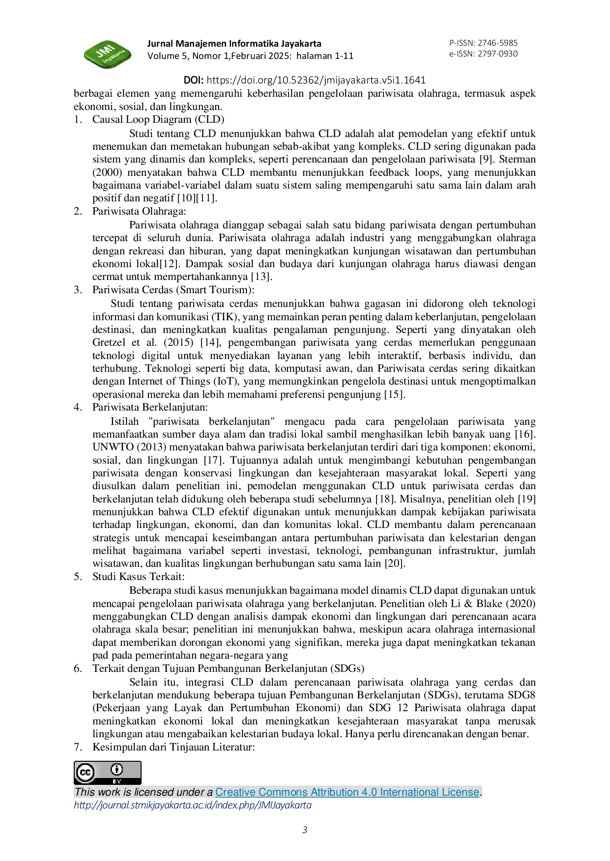 JURIS Model Dinamis Causal Loop Diagram CLD dalam Perencanaan Pariwisata Olahraga yang Smart dan Berkelanjutan