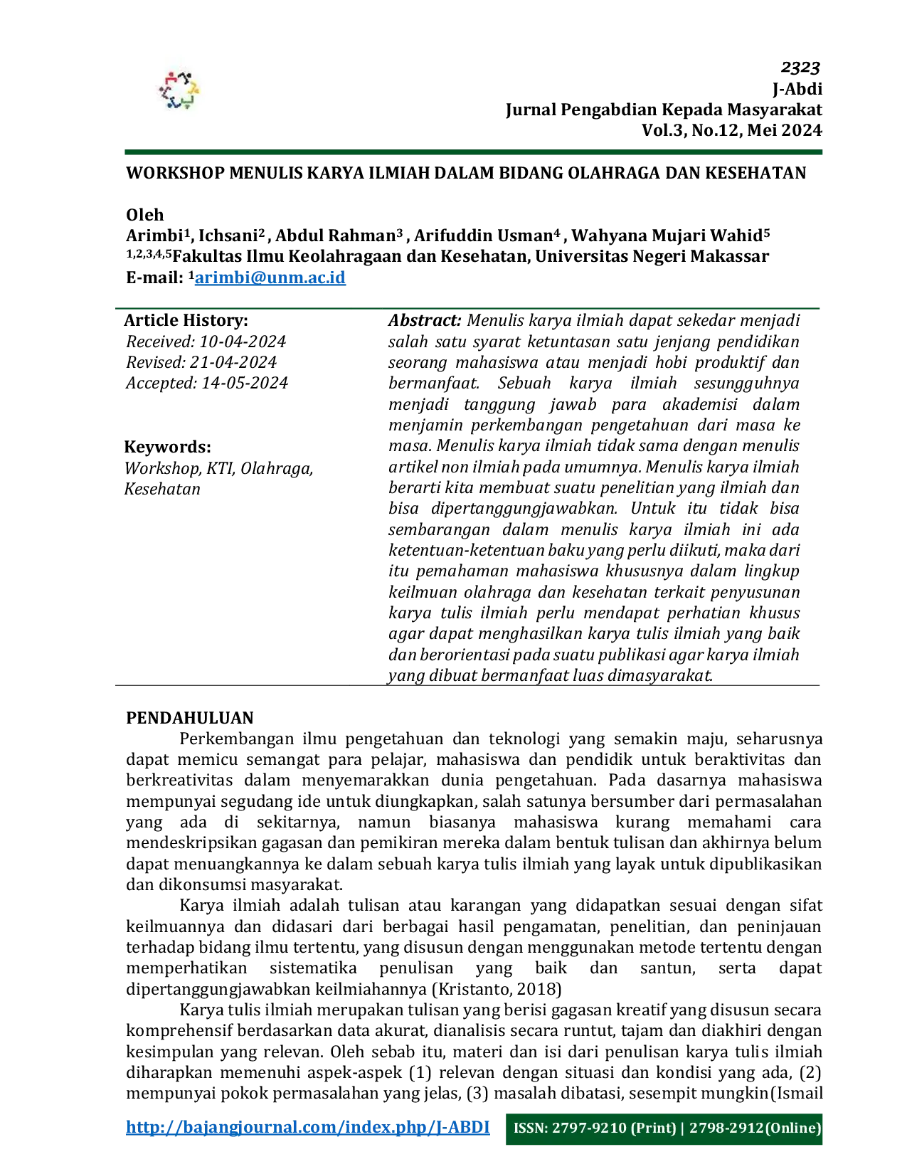 JURIS Workshop Menulis Karya Ilmiah dalam Bidang Olahraga dan Kesehatan