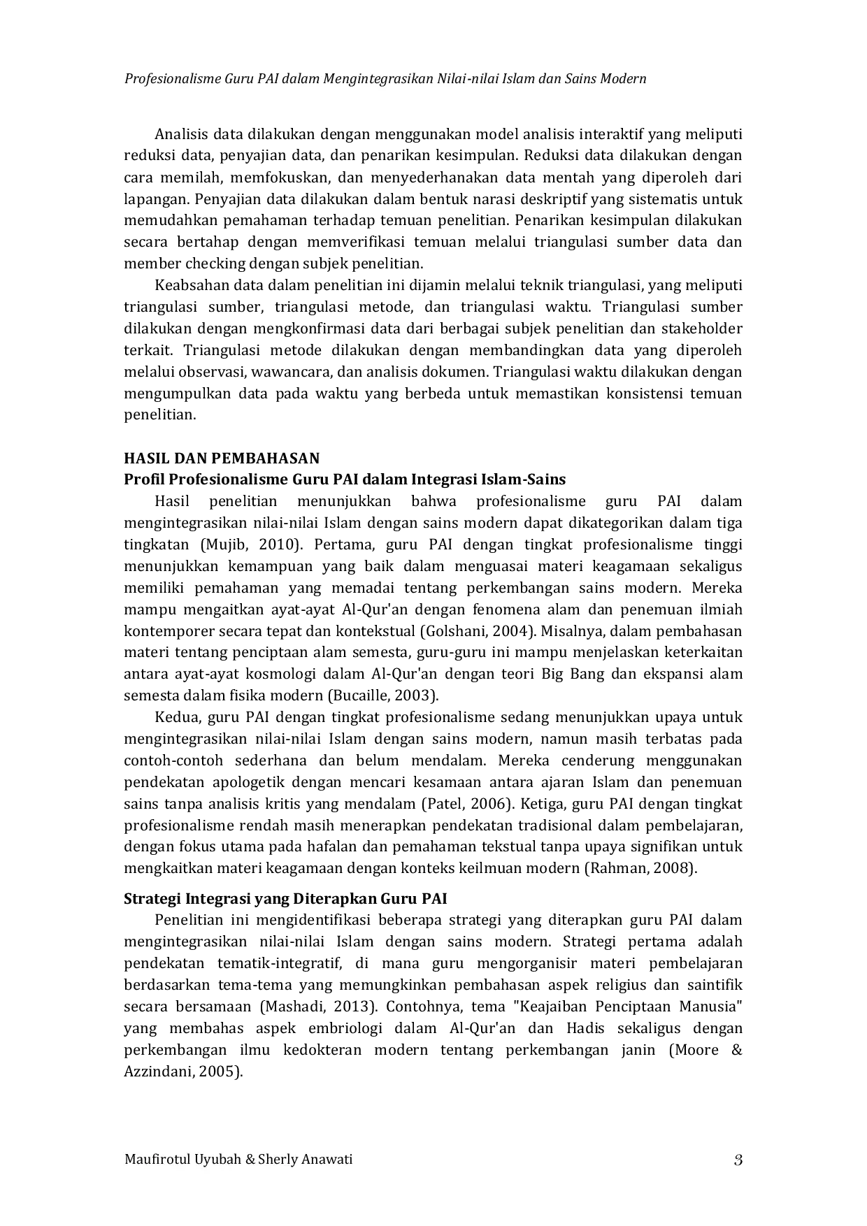 JURIS Profesionalisme Guru PAI dalam Mengintegrasikan Nilai nilai Islam dan Sains Modern