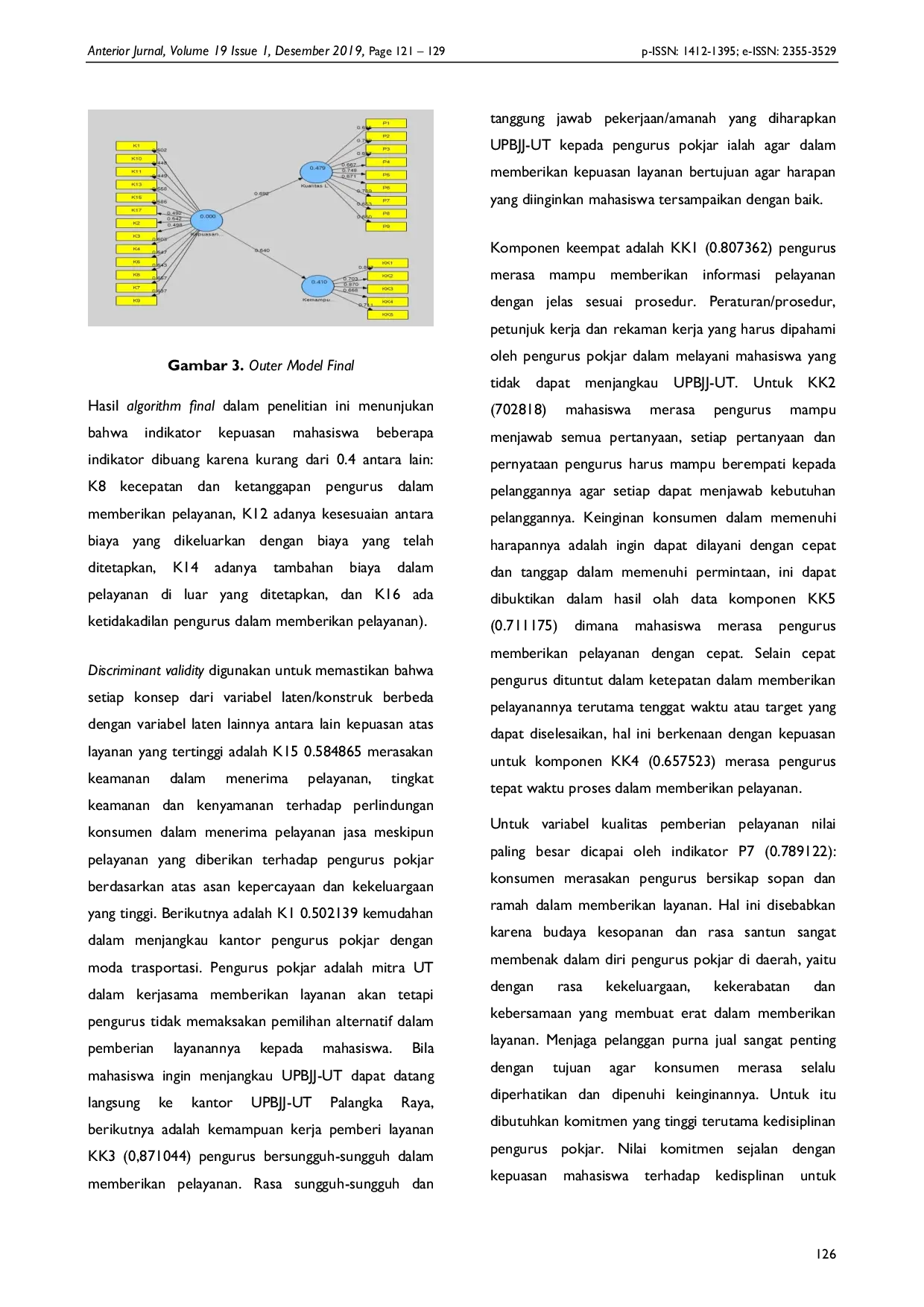 JURIS Analisis Kualitas Layanan Kemampuan Dan Kinerja Pengurus Pokjar Terhadap Kepuasan Mahasiswa di UPBJJ UT Palangka Raya