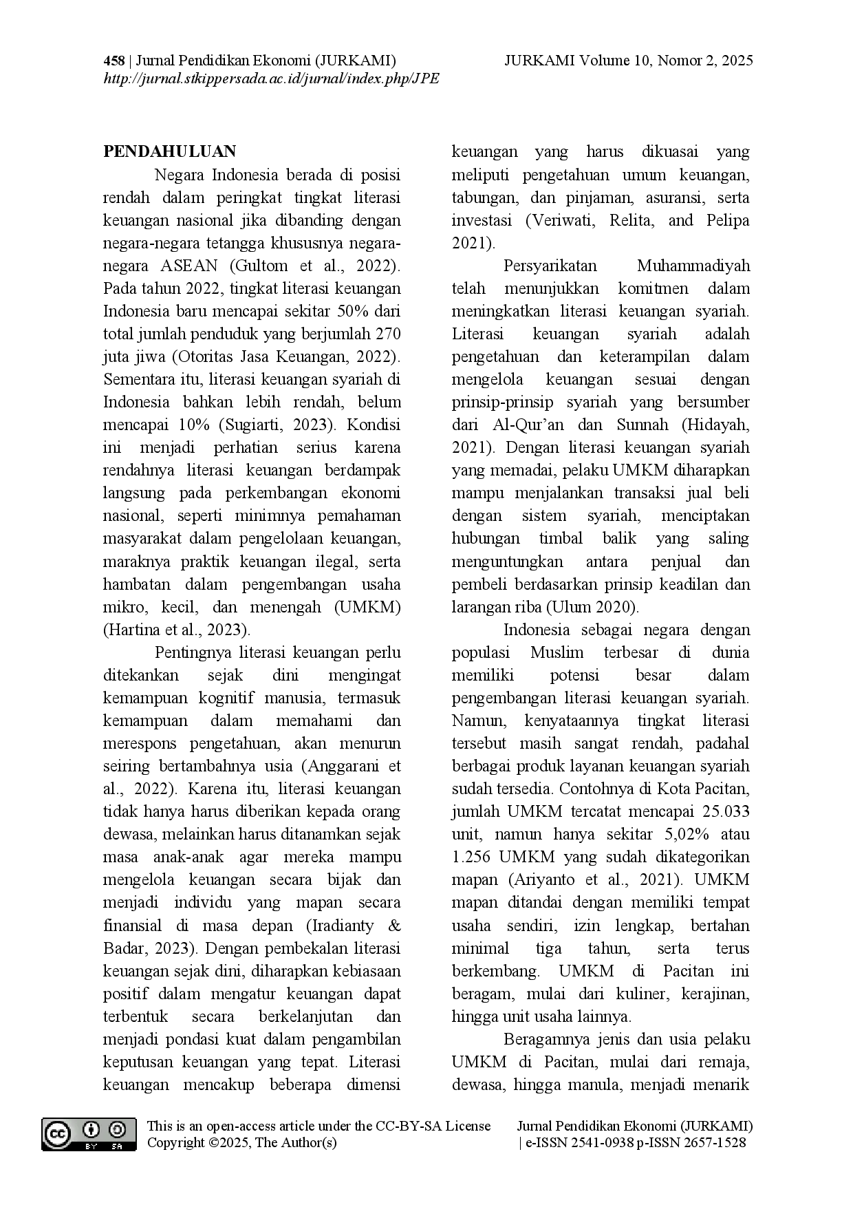 juris Analisis Literasi Keuangan Syariah Pada Pelaku UMKM Generasi Milenial Di Kota Pacitan