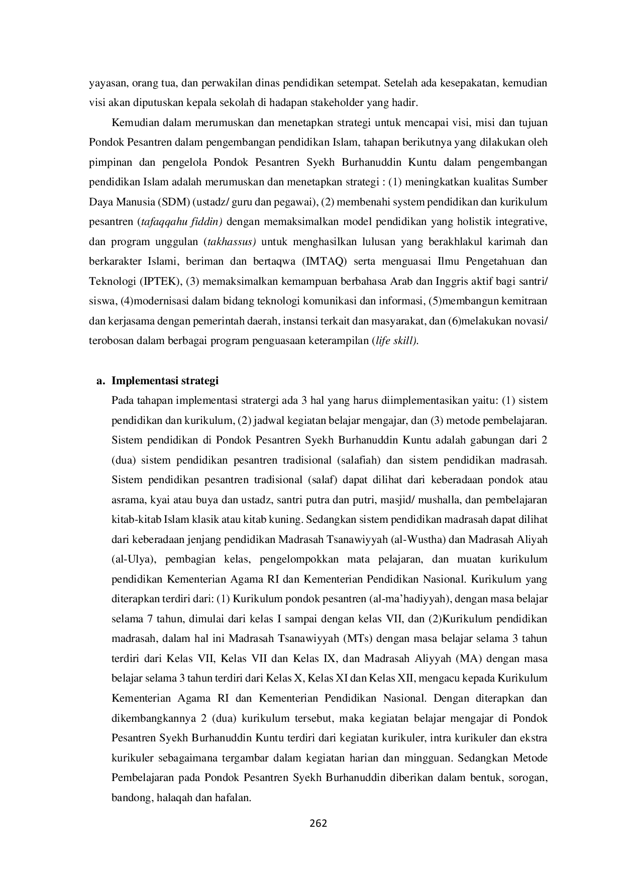 JURIS Manajemen Strategik Dalam Pengembangan Pendidikan Islam Di Pondok Pesantren Syekh Burhanuddin Kuntu Kecamatan Kampar Kiri