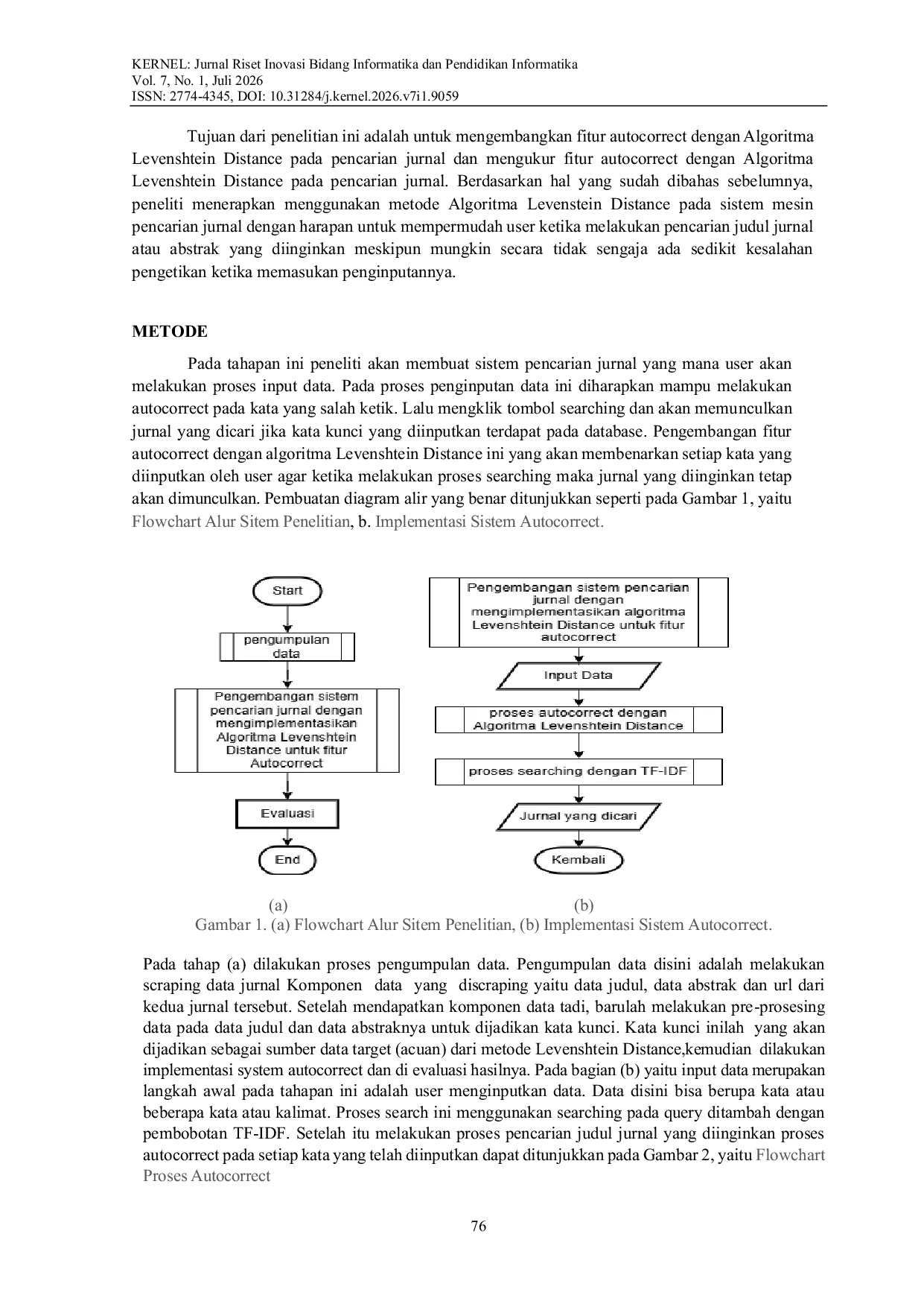 JURIS Implementasi Fitur Autocorrect pada Sistem Pencarian Judul Jurnal dengan Algoritma Levenshtein Distance