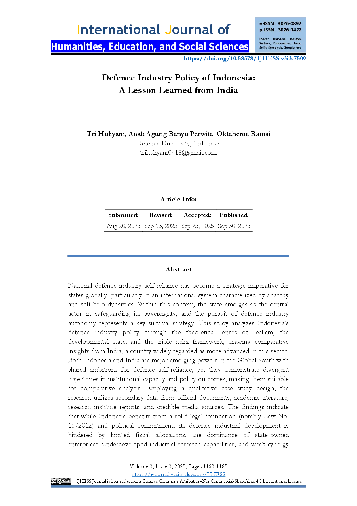 juris Defence Industry Policy of Indonesia A Lesson Learned from India