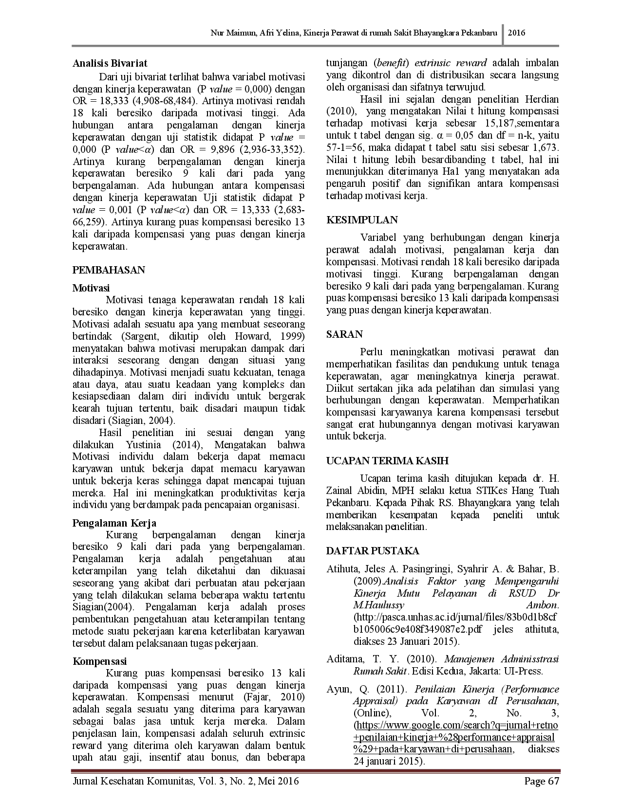 juris Kinerja Keperawatan Di Rumah Sakit Bhayangkara Pekanbaru