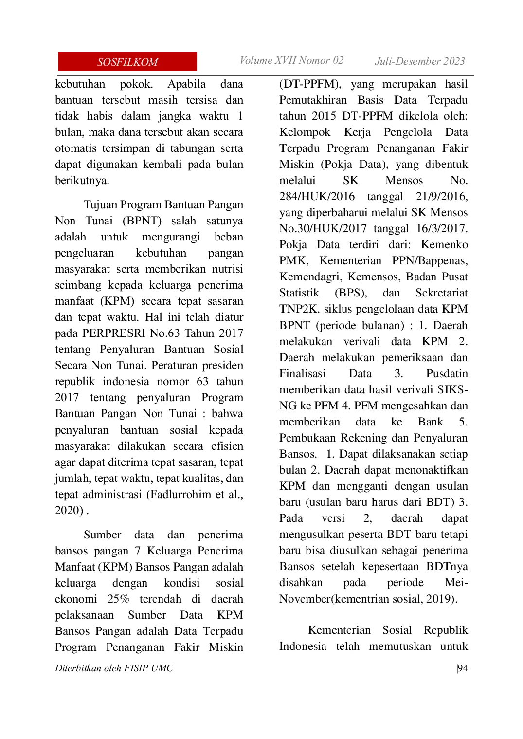 JURIS Implementation of the Non Cash Food Assistance Program BPNT in Jatiseeng Village Ciledug District Cirebon Regency