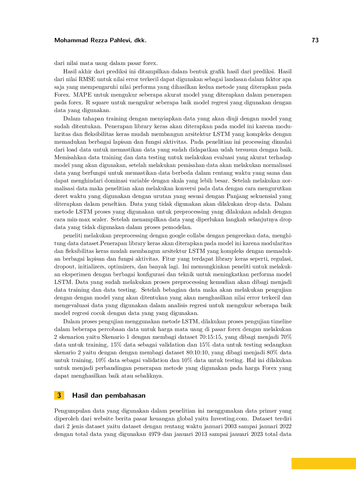 JURIS Forex Price Prediction Using an Algorithm Long Short Term Memory