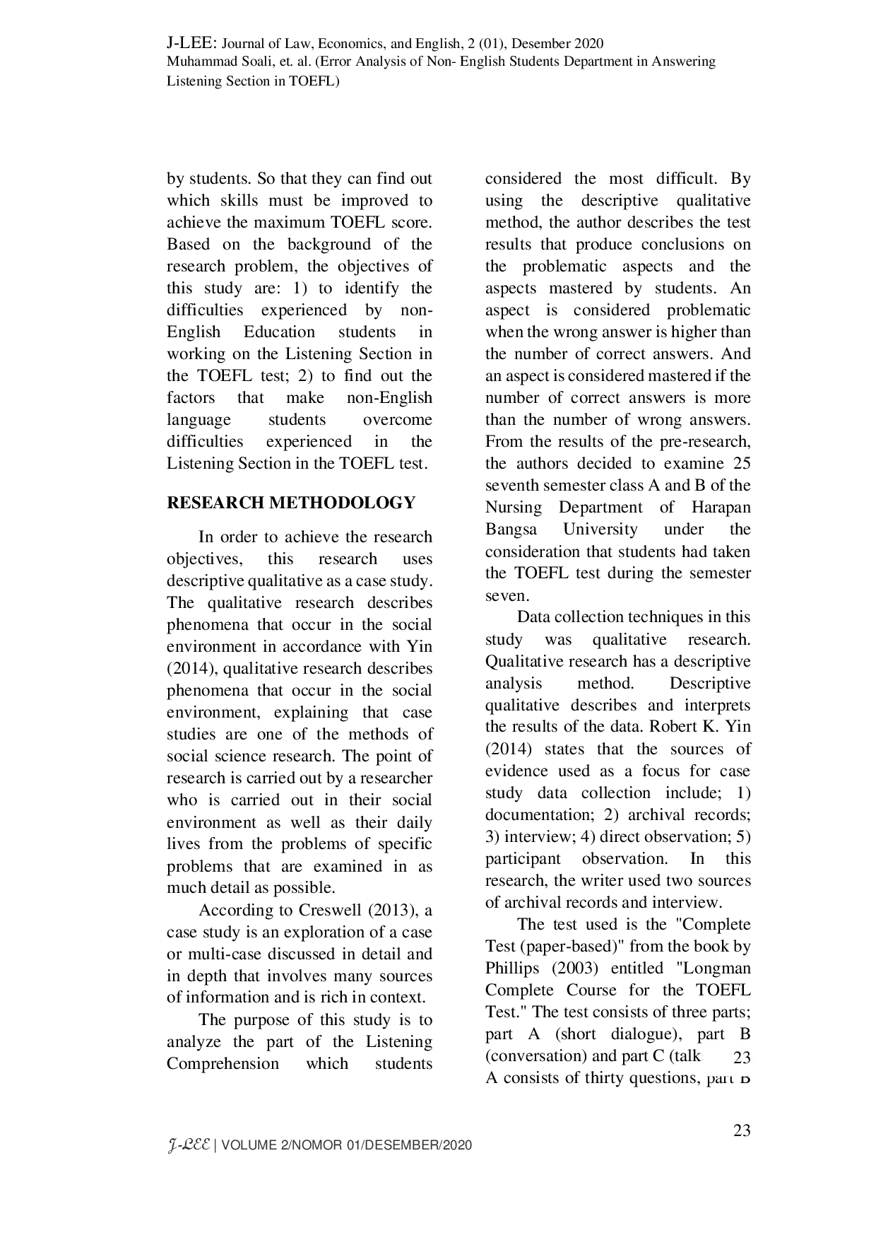 juris Error Analysis of Non English Students Department in Answering Listening Section in TOEFL