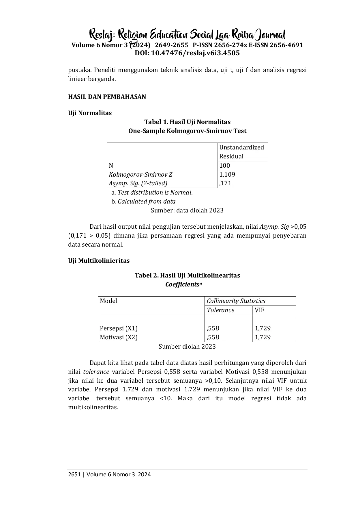 JURIS Profesi Pengrajin Batik Ditinjau dari Persepsi dan Motivasi Studi Pada Batik Nila Kemilau Kecamatan Polokarto Kabupaten Sukoharjo