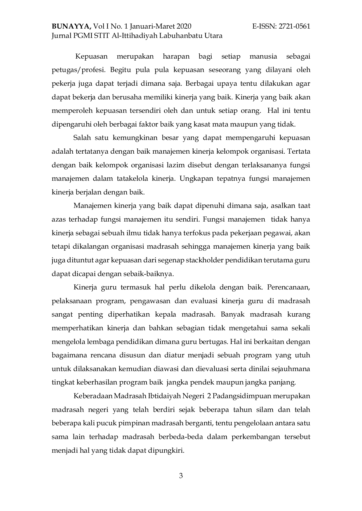 JURIS Manajemen Kinerja Guru di MIN 2 Padangsidimpuan