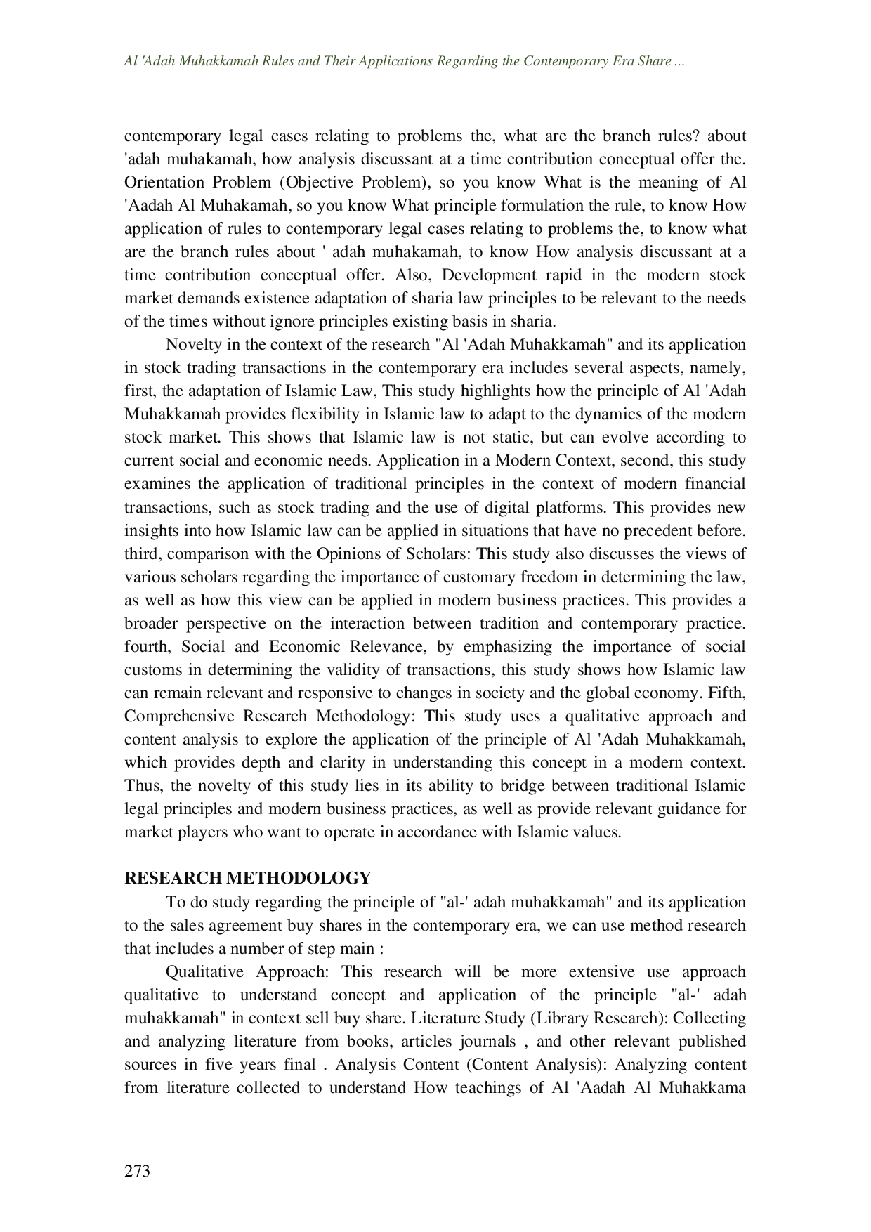 JURIS Al Adah Muhakkamah Rules and Their Applications Regarding the Contemporary Era Share Purchase and Sale Agreement