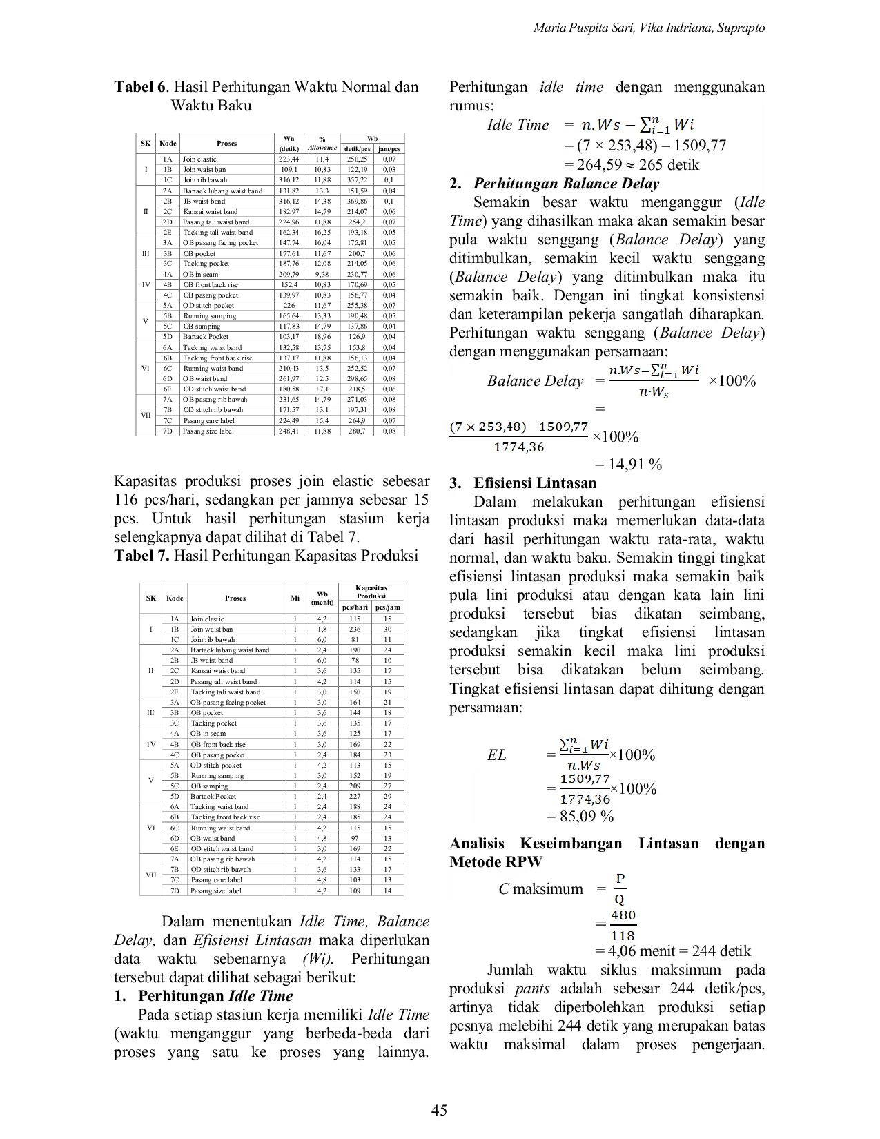 JURIS Analisis Line Balancing pada Lintasan Produksi PT X dengan Ranked Positional Weight RPW