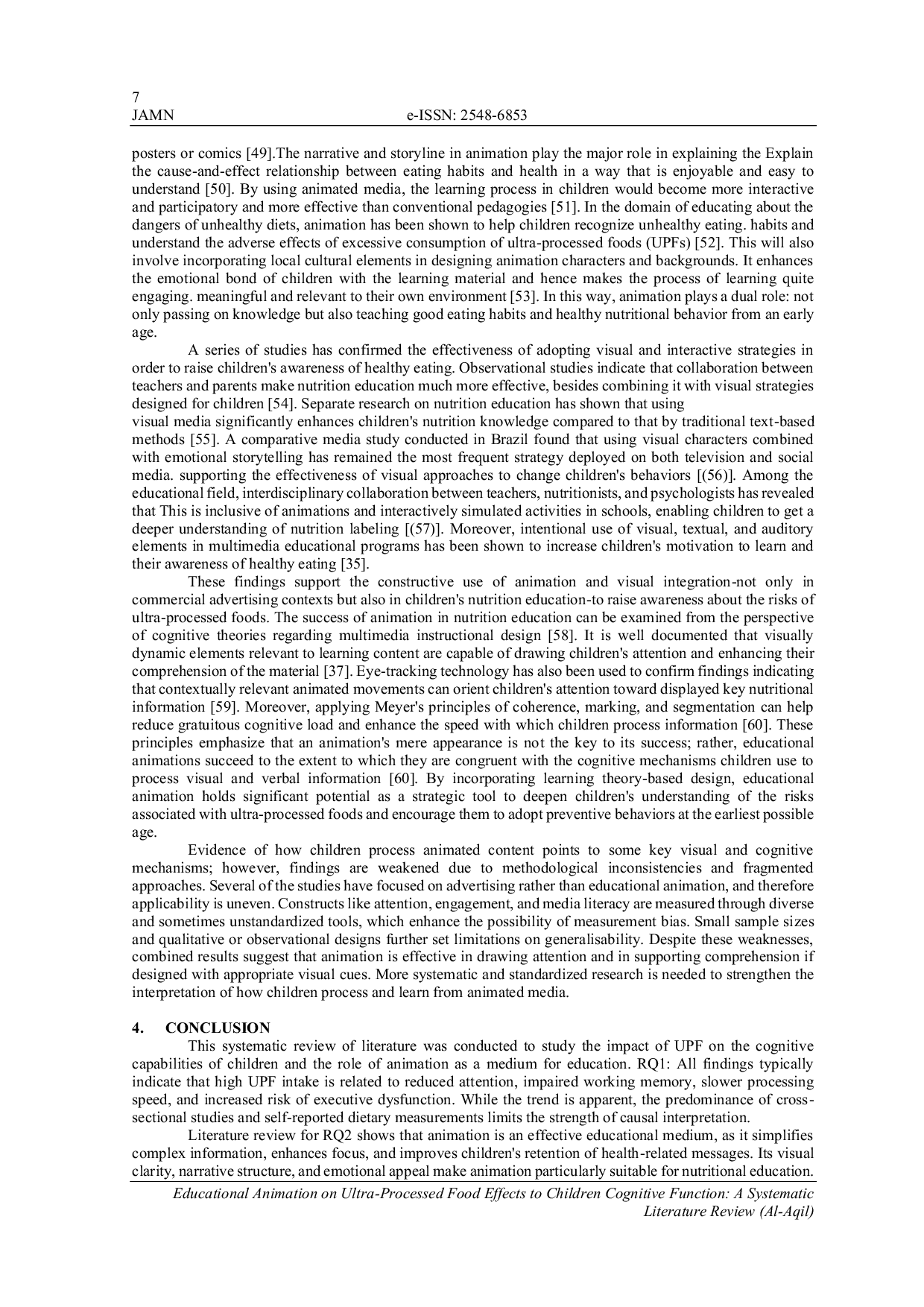 JURIS Educational Animation Media on the Effects of Ultra Processed Foods to Children s Cognitive Function A Systematic Literature Review