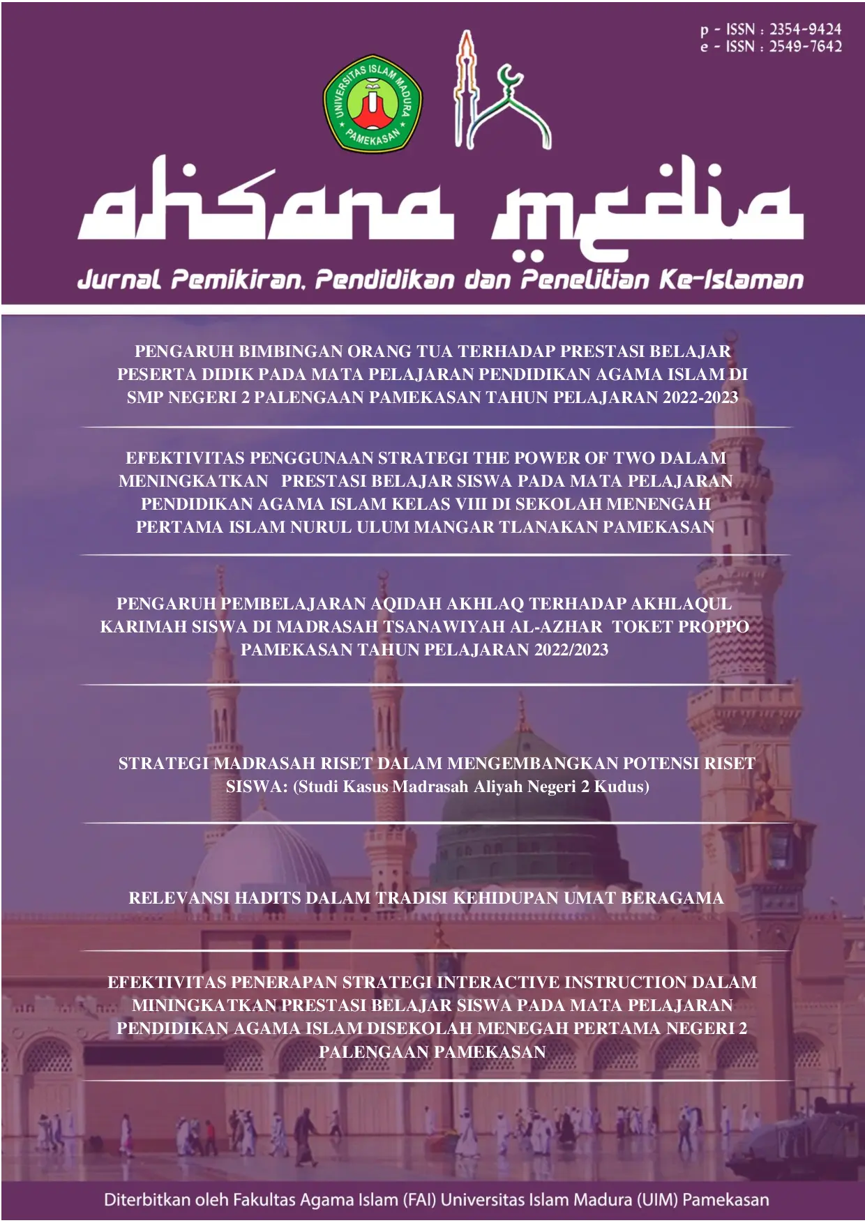 JURIS Pengaruh Bimbingan Orang Tua Terhadap Prestasi Belajar Peserta Didik Pada Mata Pelajaran Pendidikan Agama Islam Di Smp Negeri 2 Palengaan Pamekasan Tahun Pelajaran 2022 2023