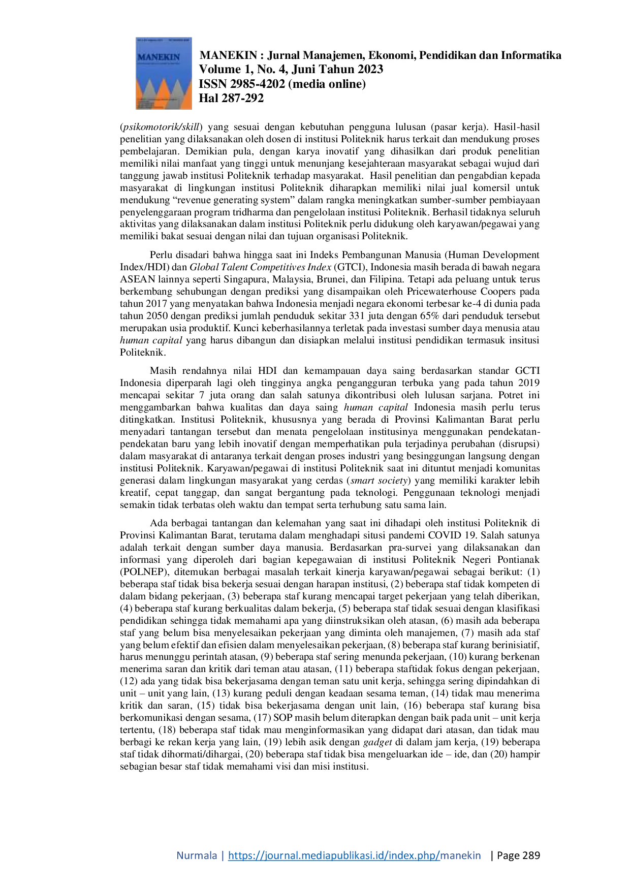 JURIS Peran Strategi Manajemen Bakat Untuk Meningkatkan Kinerja Pegawai dalam Situasi Pandemi Covid 19