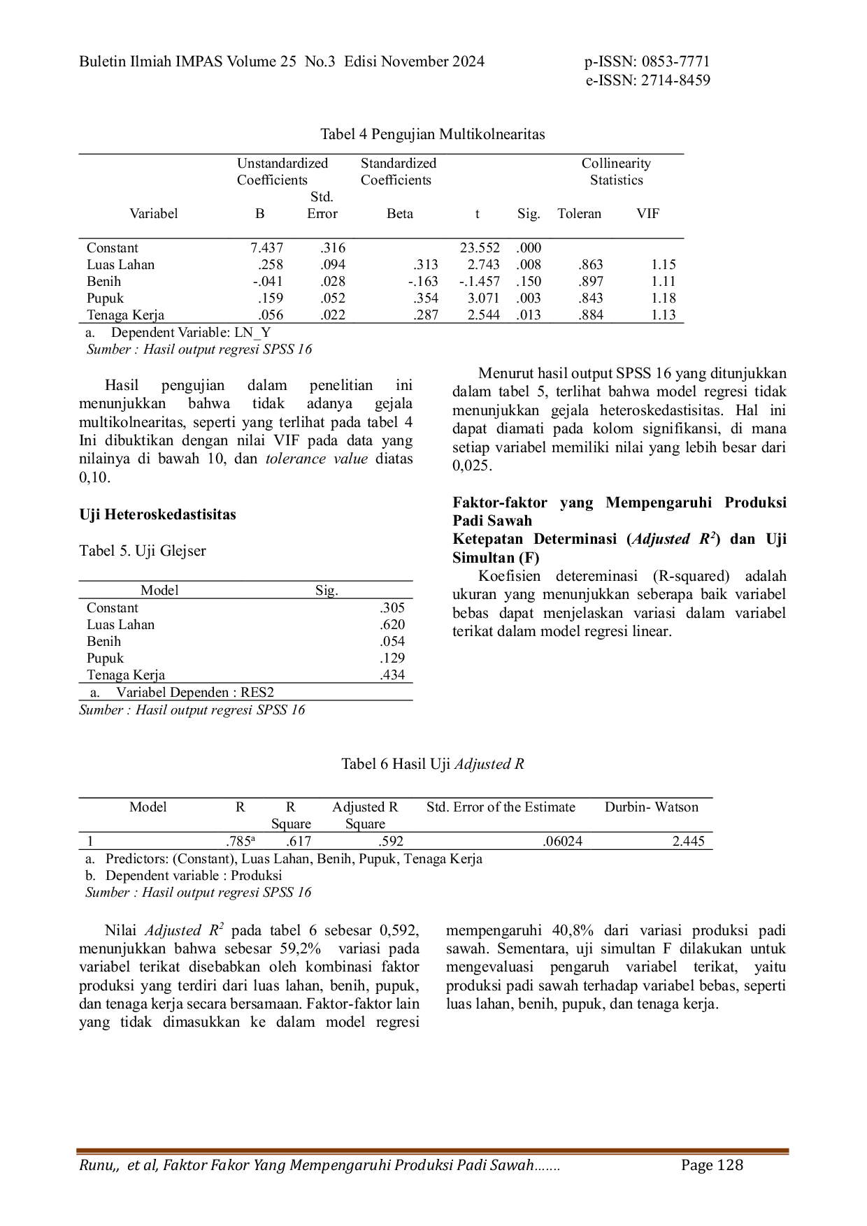 JURIS Faktor Faktor yang Mempengaruhi Produksi Padi Sawah di Desa Daleng Kecamatan Lembor Kabupaten Manggarai Barat