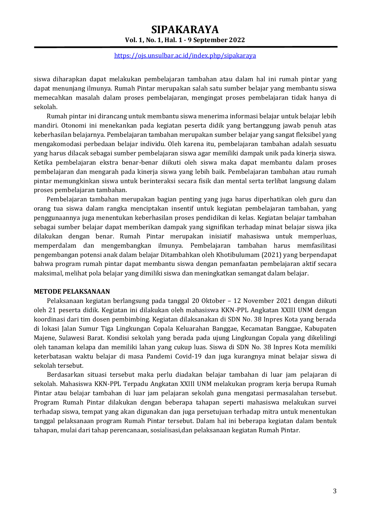 JURIS Peranan Rumah Pintar Bagi Siswa Dalam Mengembangkan Minat Belajar Di Luar Jam Pelajaran Sekolah