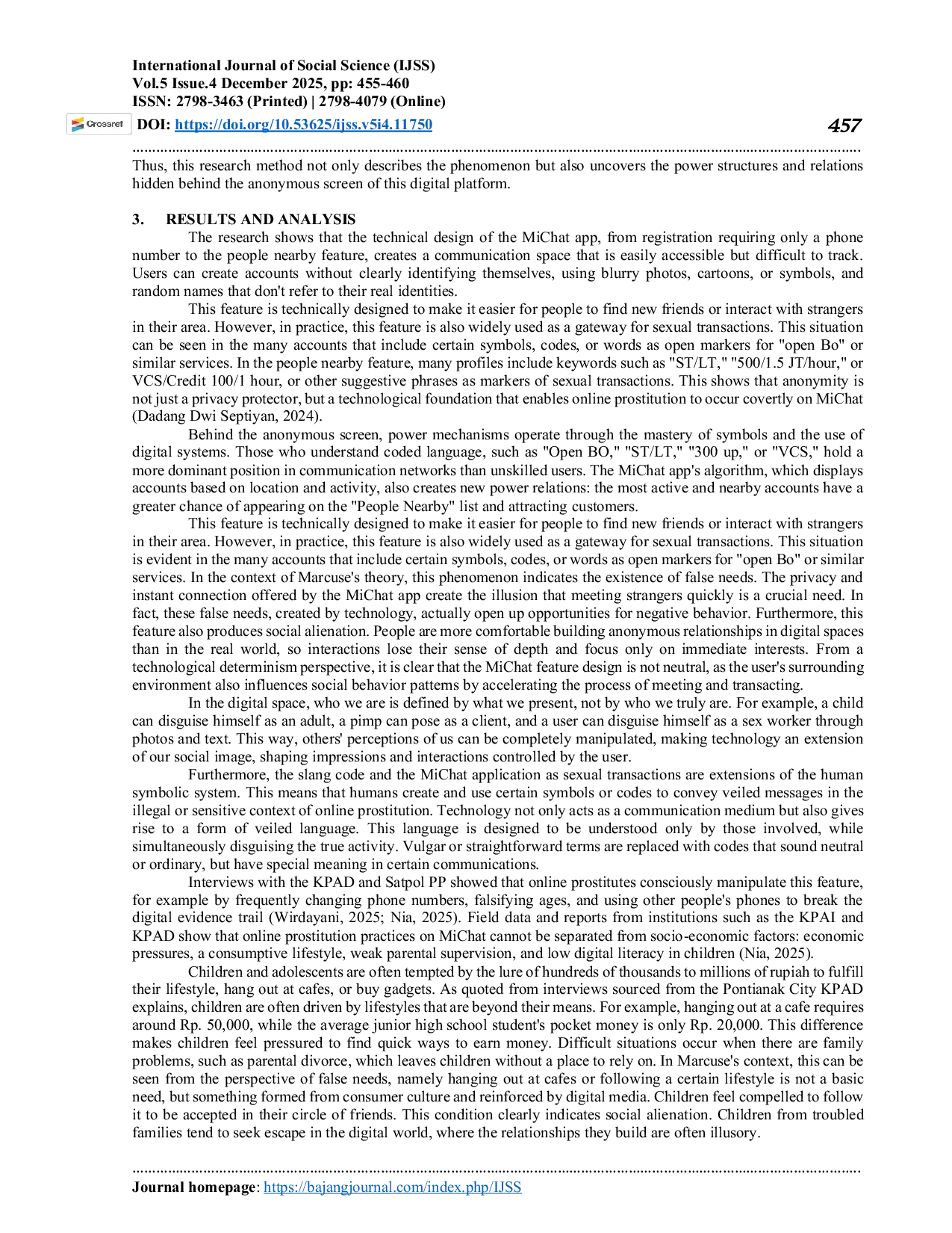 JURIS Behind the Scenes of Anonymous Power Mechanisms and Online Prostitution Practices on MiChat