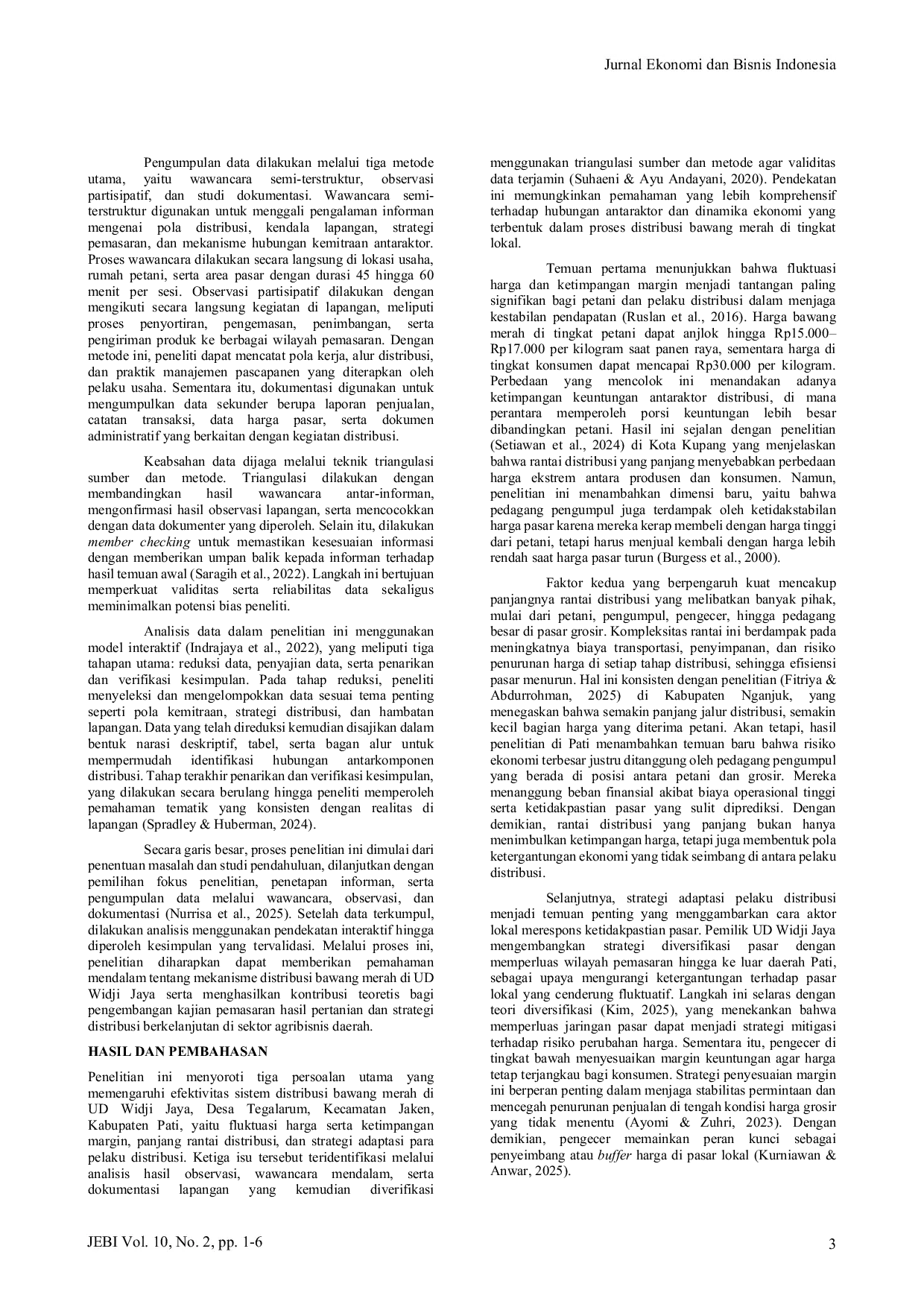 JURIS Evaluasi Saluran Distribusi Bawang Merah Pada Ud Widji Jaya Dalam Meningkatkan Efektivitas Pemasaran Di Desa Tegalarum