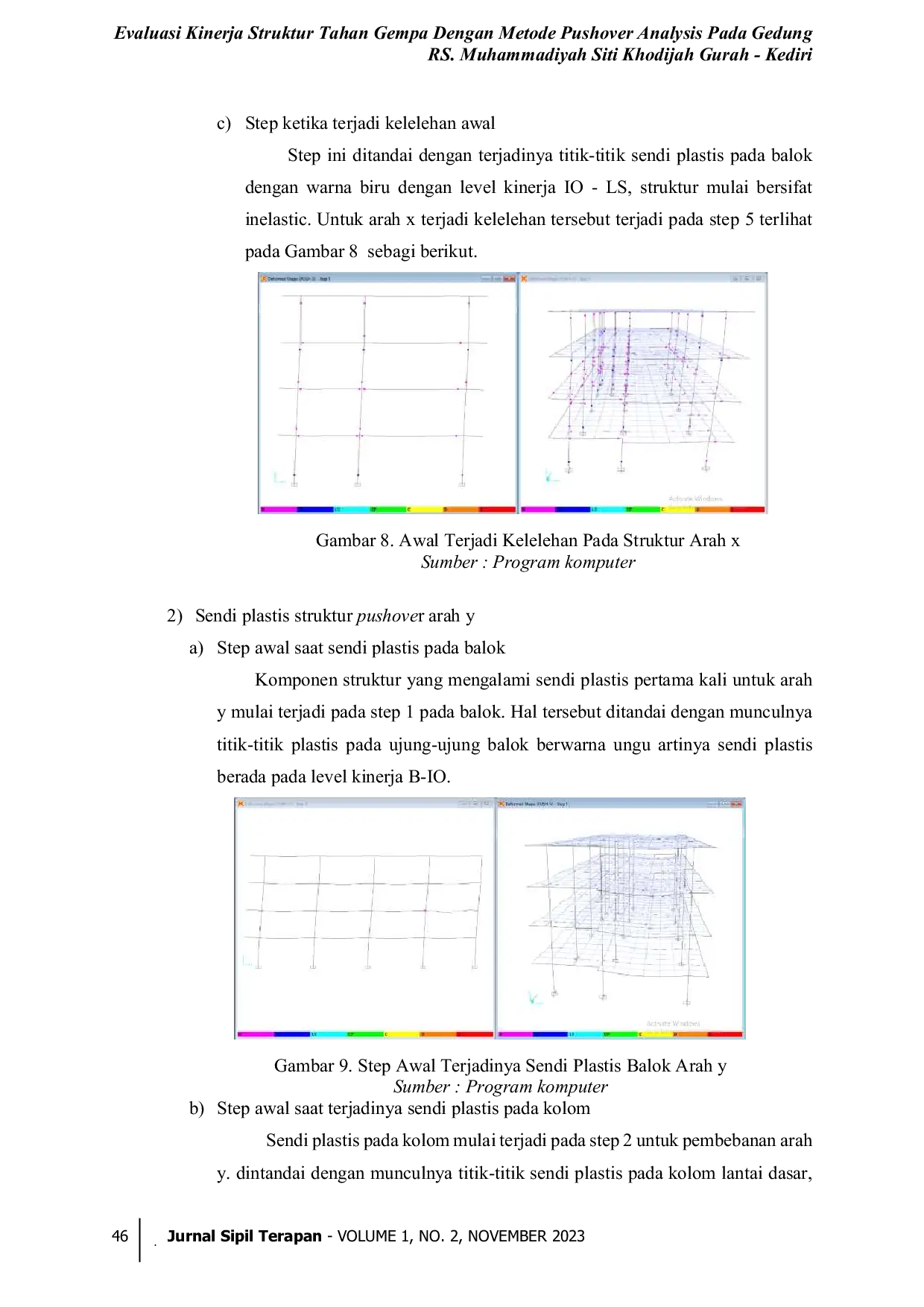 JURIS Evaluasi Kinerja Struktur Tahan Gempa Dengan Metode Pushover Analysis Pada Gedung RS Muhammadiyah Siti Khodijah Gurah Kediri