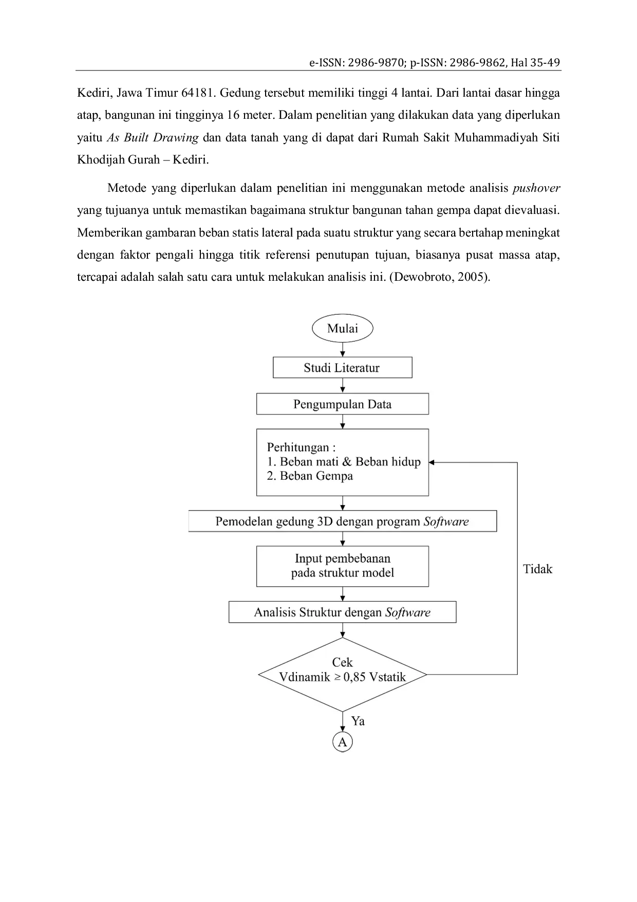 JURIS Evaluasi Kinerja Struktur Tahan Gempa Dengan Metode Pushover Analysis Pada Gedung RS Muhammadiyah Siti Khodijah Gurah Kediri