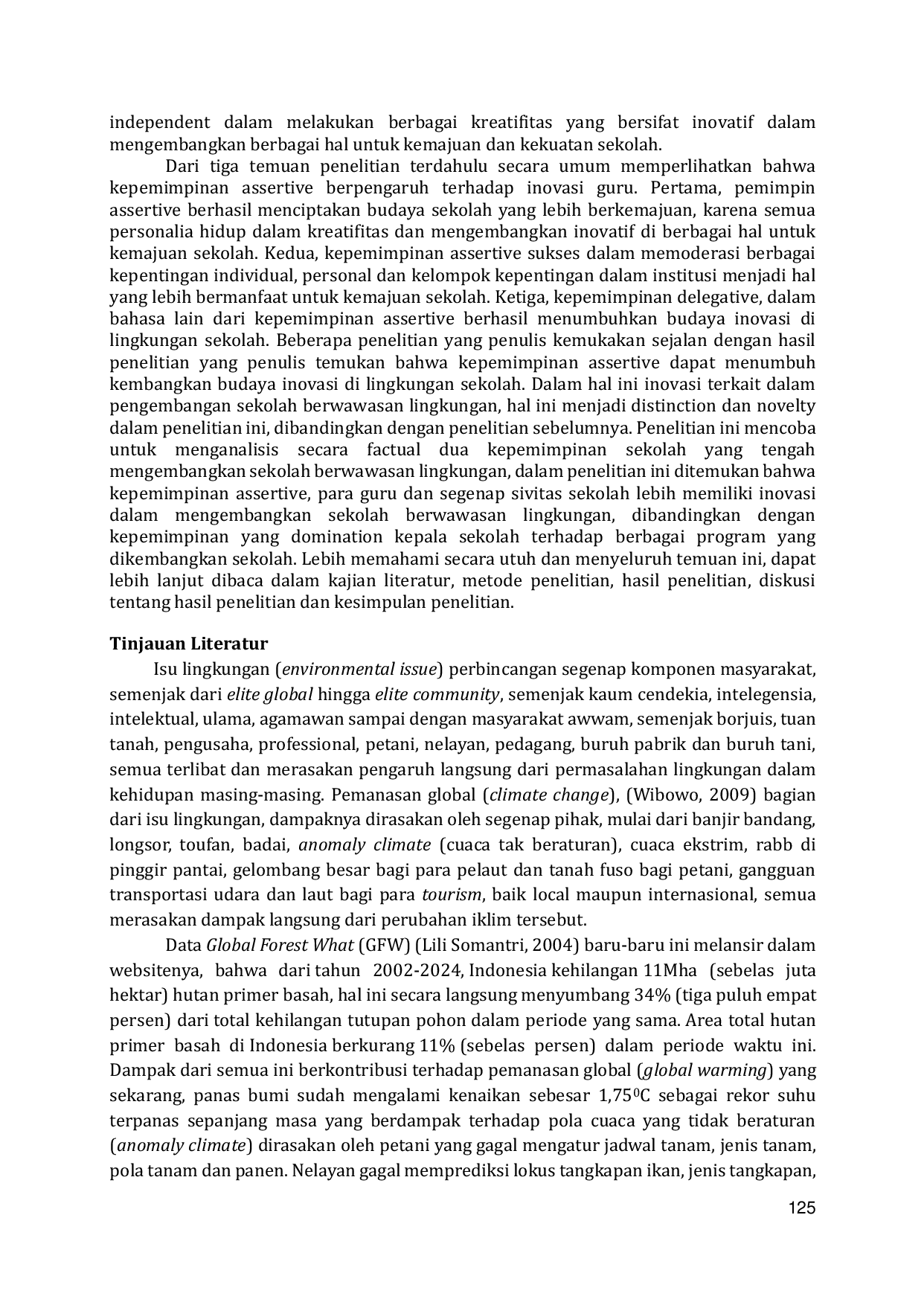 JURIS Pengaruh Assertive Leadership Terhadap Inovasi Guru Dalam Pengembangan Sekolah Berwawasan Lingkungan