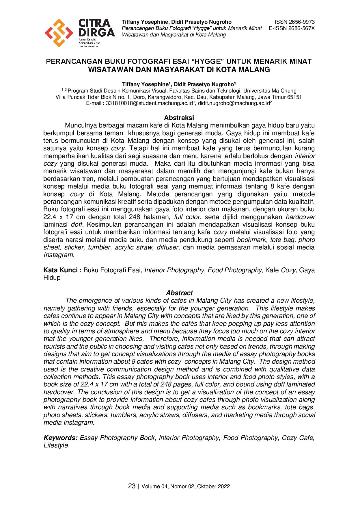 juris Perancangan Buku Fotografi Esai Hygge untuk Menarik Minat Wisatawan dan Masyarakat di Kota Malang