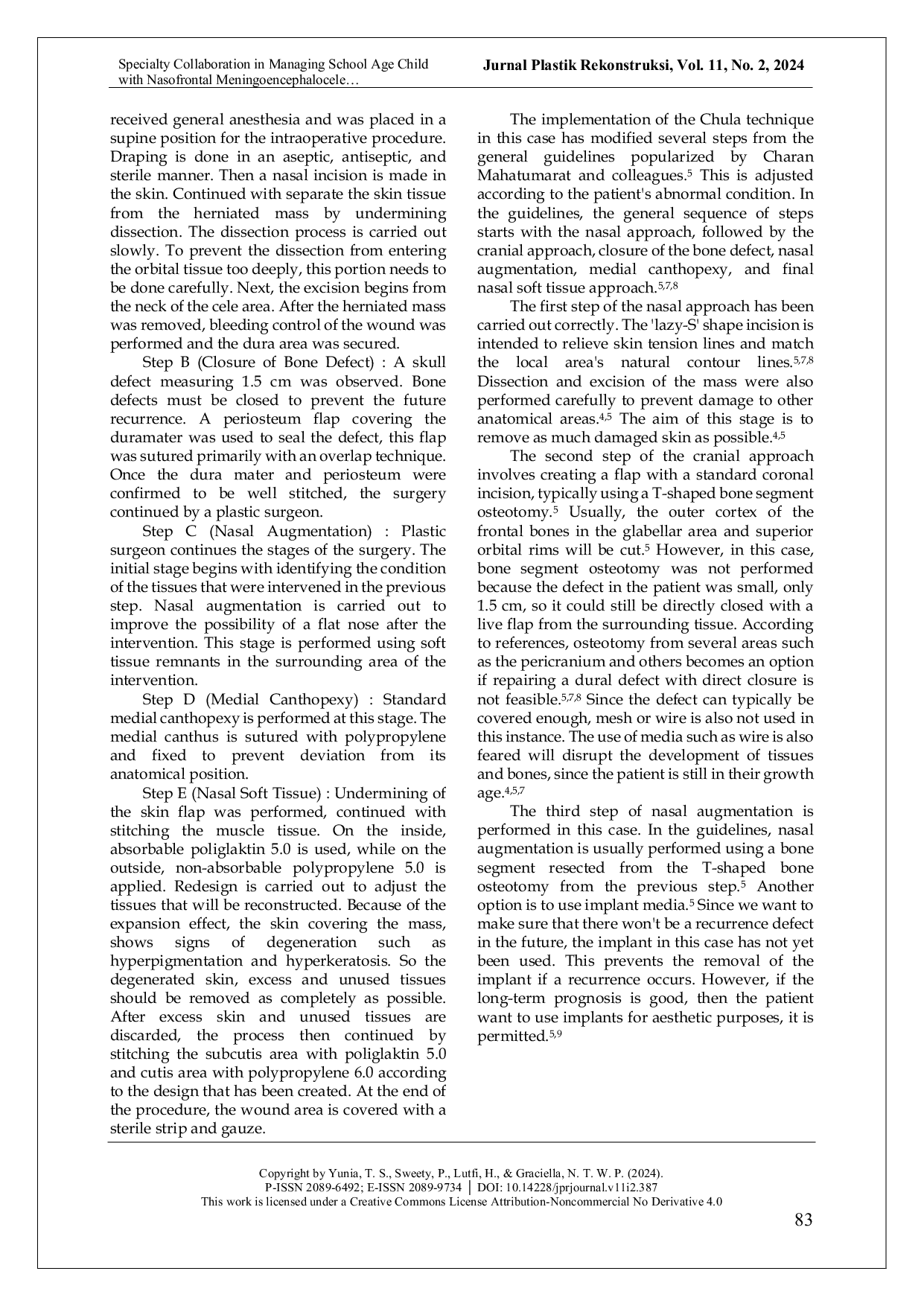 JURIS Specialty Collaboration in Managing School Age Child with Nasofrontal Meningoencephalocele A Case Report