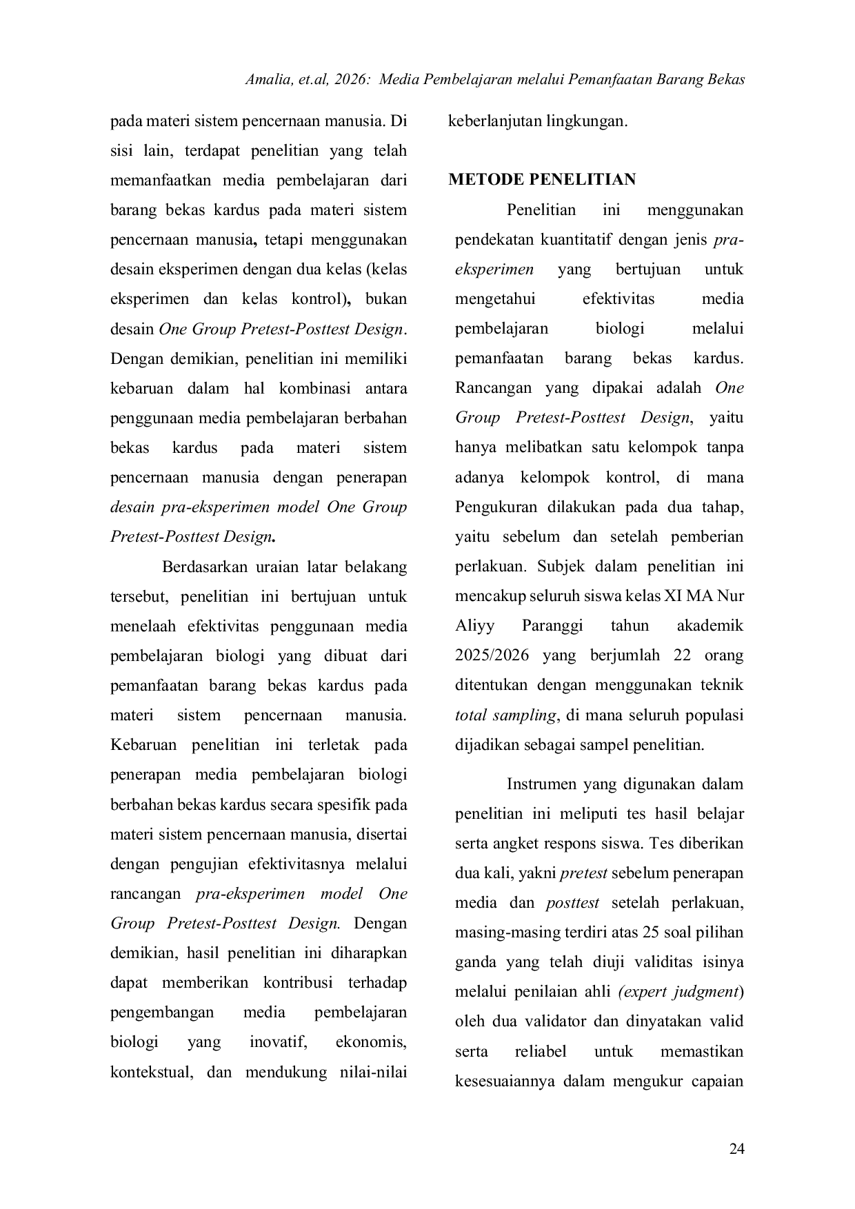 JURIS Media Pembelajaran Biologi Melalui Pemanfaatan Barang Bekas Kardus di MA Nur Aliyy Paranggi