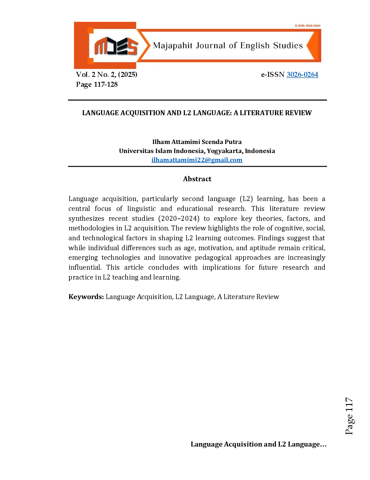 juris Language Acquisition and L2 Language A Literature Review