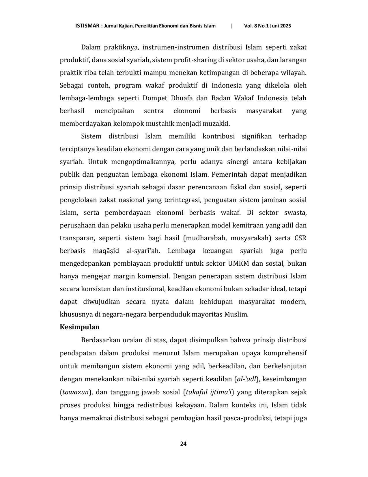 JURIS Prinsip Distribusi Pendapatan pada Produksi Menurut Islam