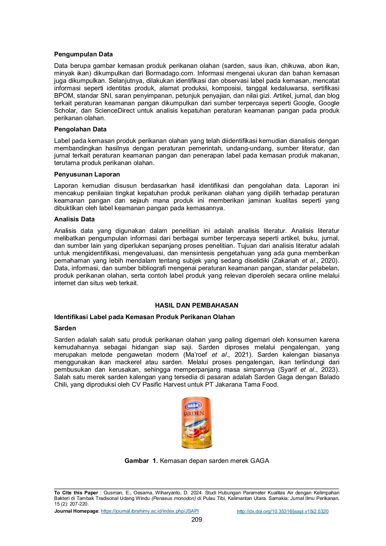 JURIS Analisis Kepatuhan Regulasi Keamanan Pangan Produk Olahan Perikanan Melalui Identifikasi Label Kemasan