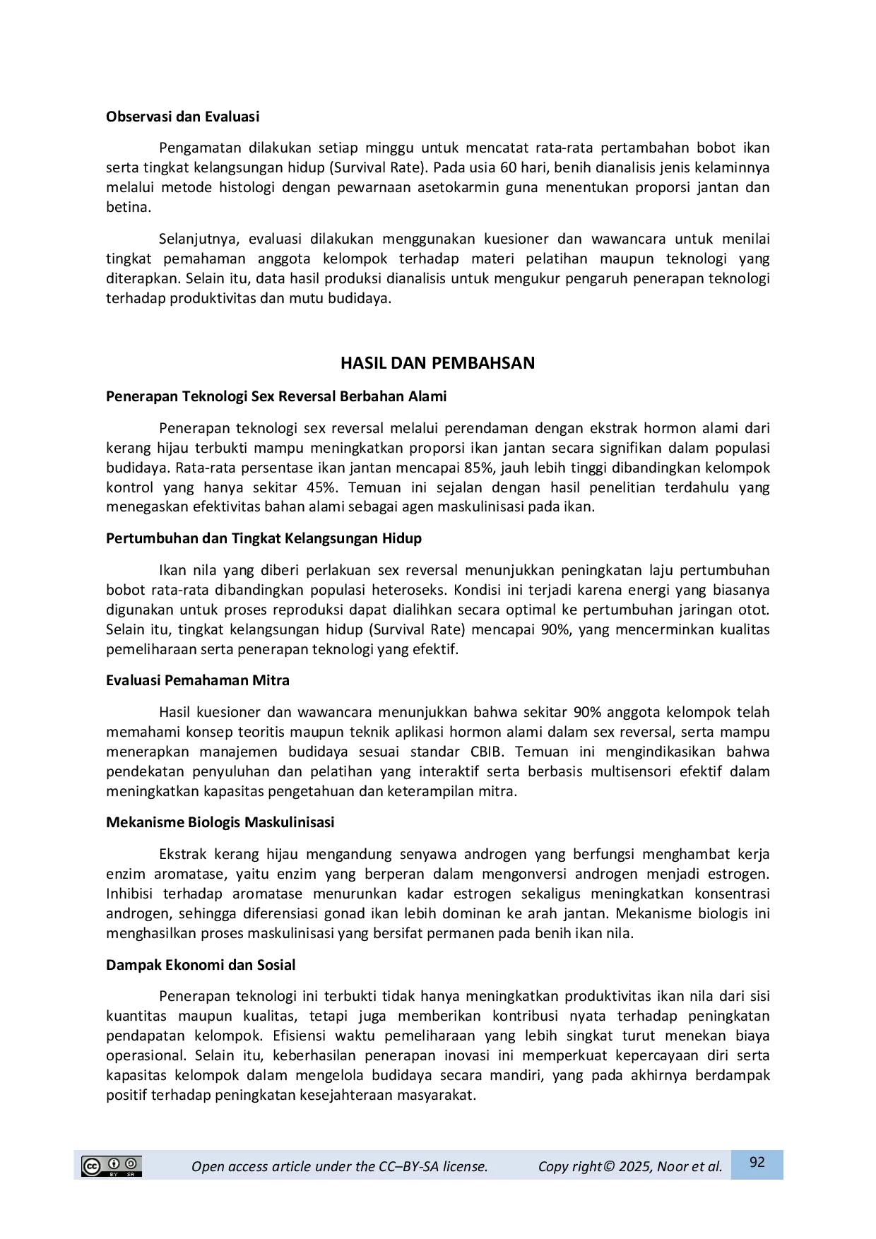 JURIS Penerapan Teknologi Sex Reversal Ikan Nila Pada Kelompok Mina Harapan Jaya Lampung Tengah