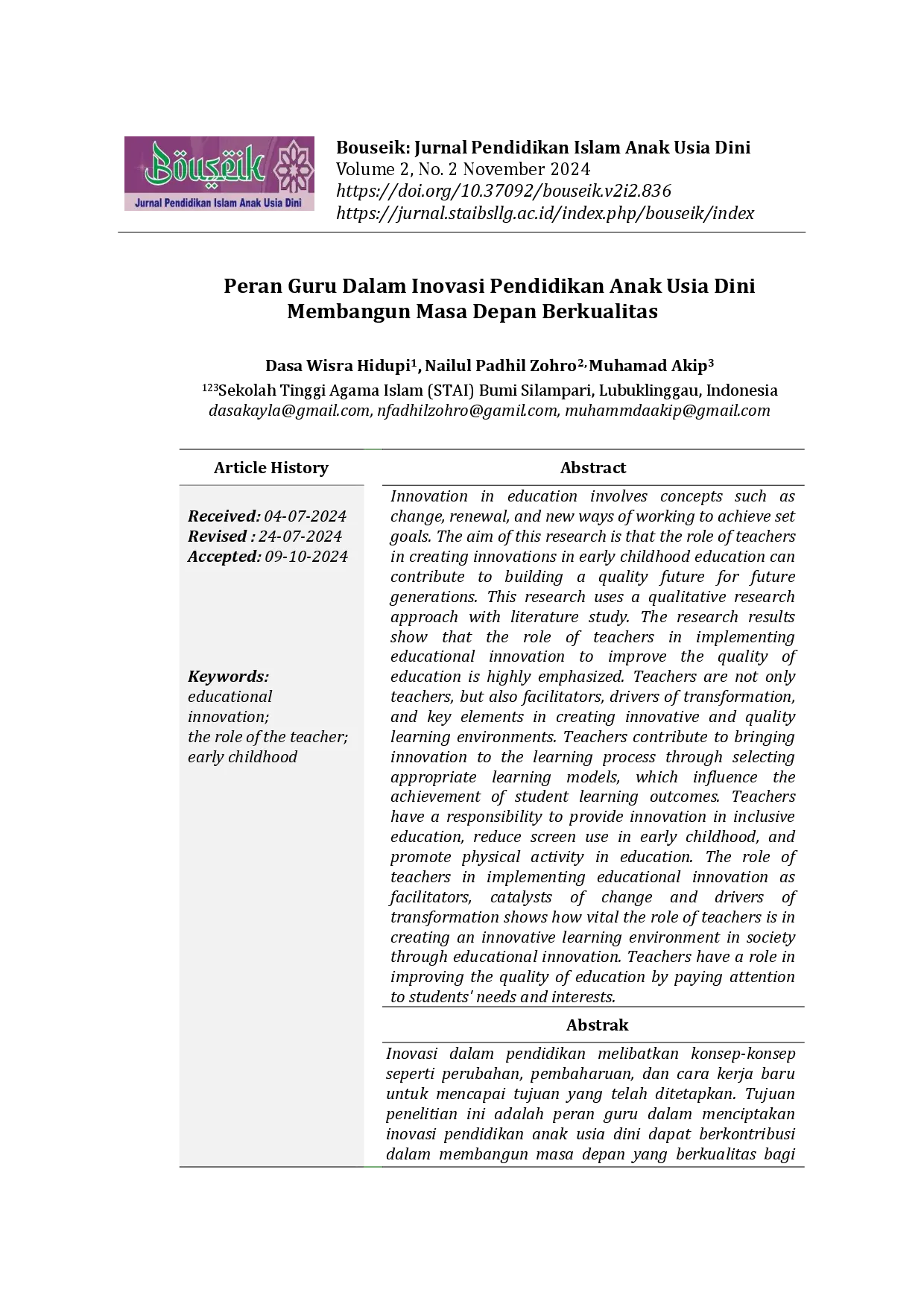 juris Peran Guru dalam Inovasi Pendidikan Anak Usia Dini Membangun Masa Depan Berkualitas