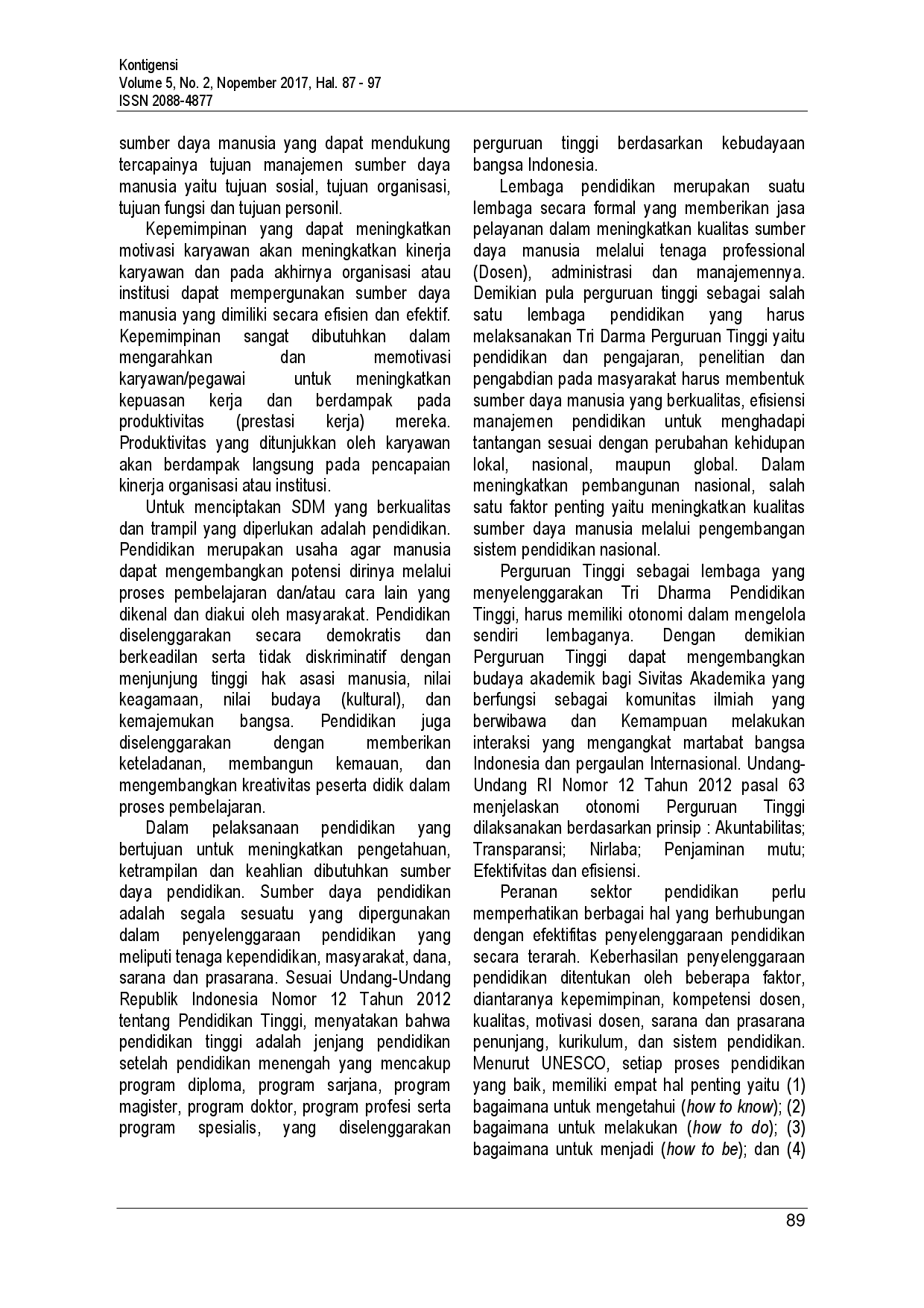 juris Pengaruh Kepemimpinan Visioner Motivasi dan Kompetensi terhadap Budaya Kerja dan Komitmen serta Implikasinya pada Kinerja Dosen