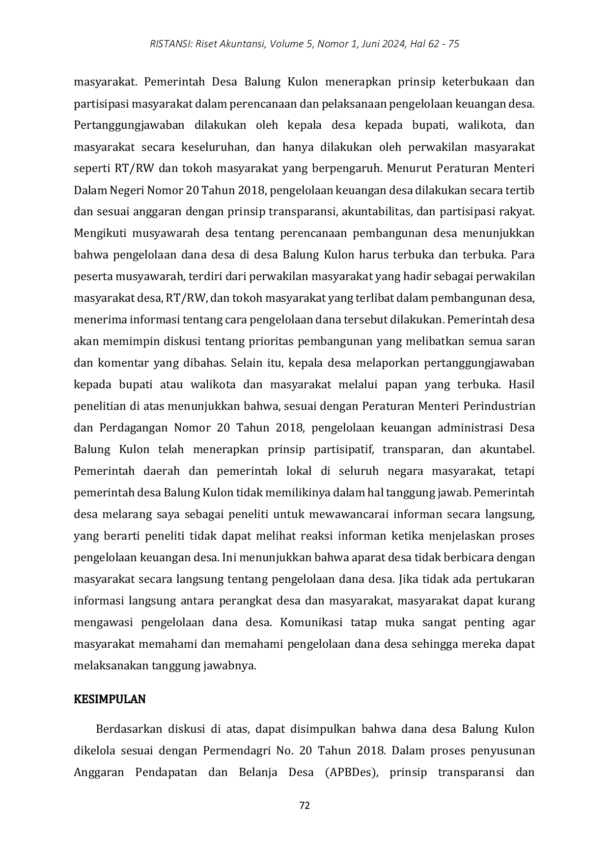 JURIS Analisis Pengelolaan Dana Desa di Desa Balung Kulon Kabupaten Jember