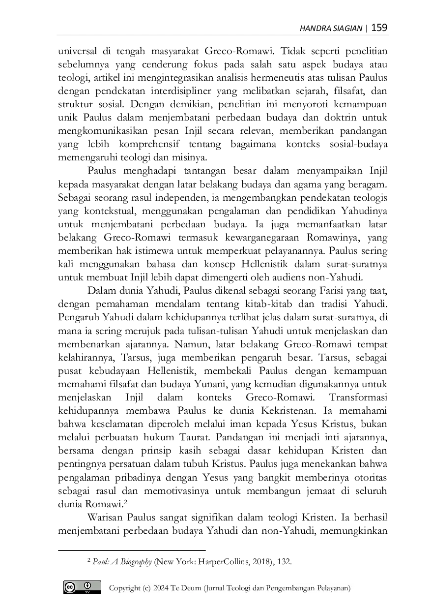 JURIS Respons Teologis Paulus dalam Tarik Menarik antara Yudaisme Hellenisme dan Kekristenan