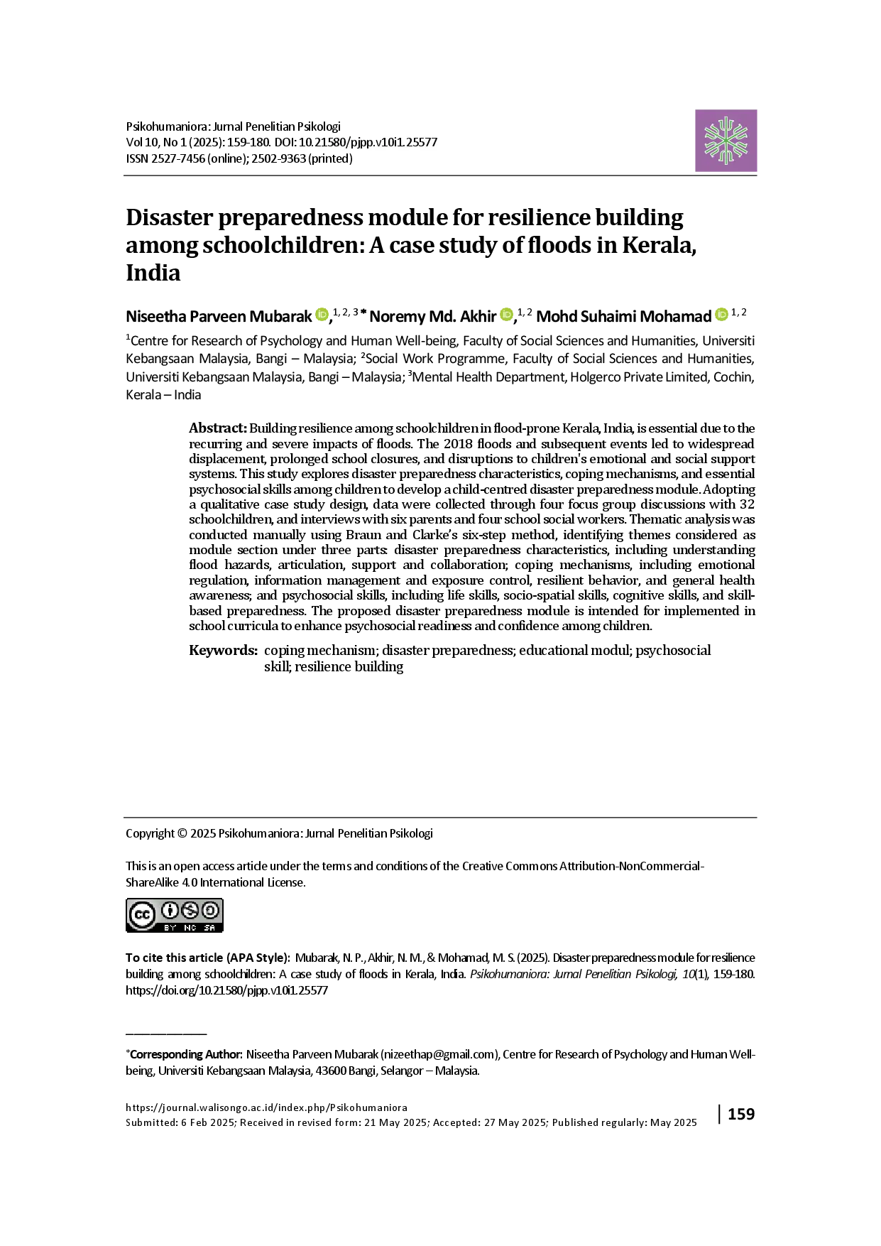 juris Disaster preparedness module for resilience building among schoolchildren A case study of floods in Kerala India