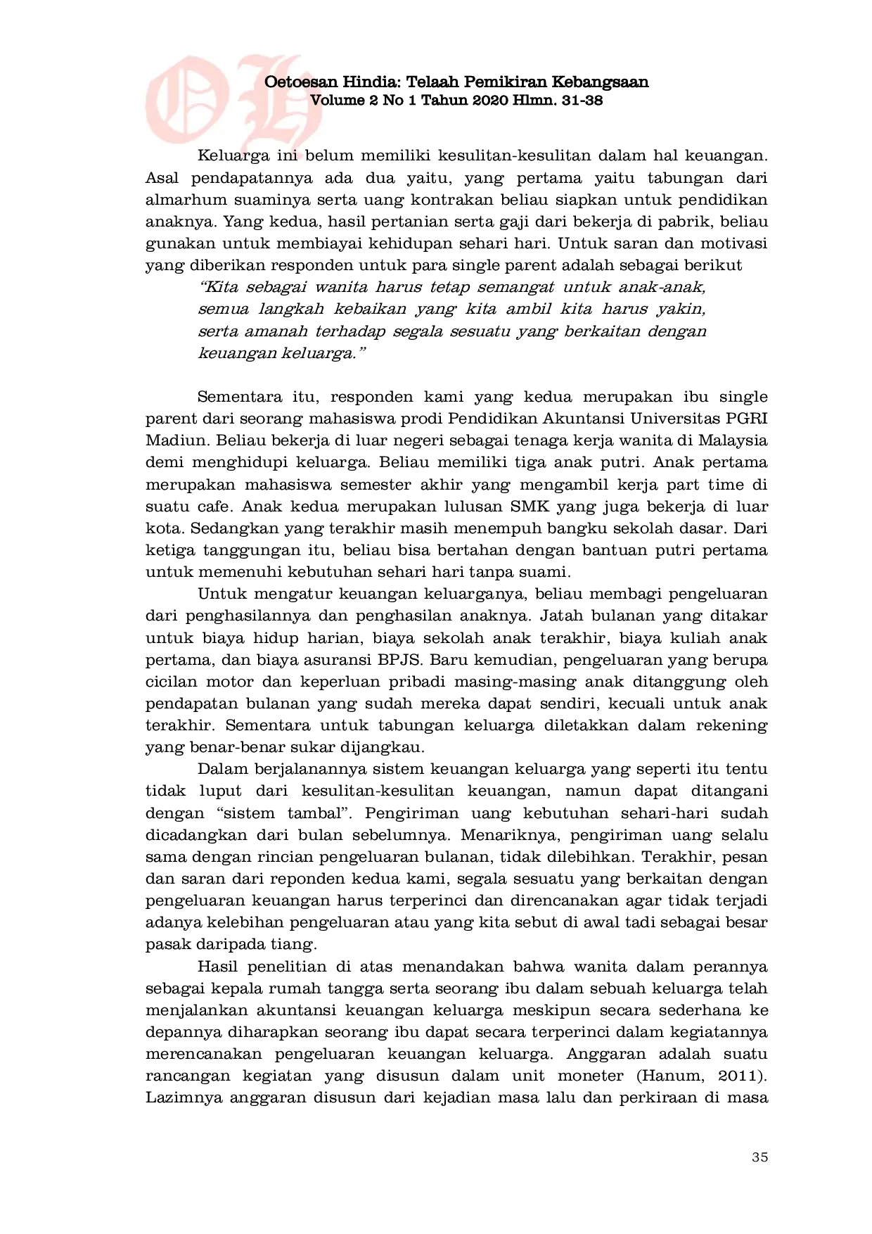 JURIS Ibu kalkulator dalam akuntansi keluarga