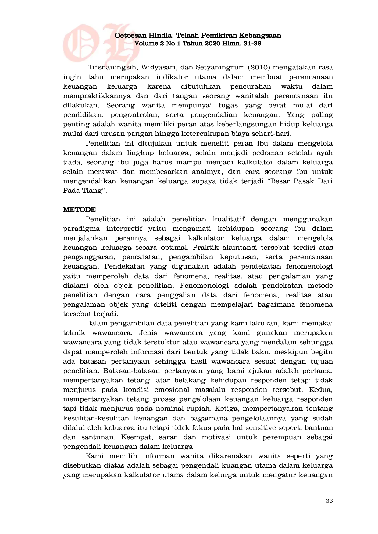 JURIS Ibu kalkulator dalam akuntansi keluarga