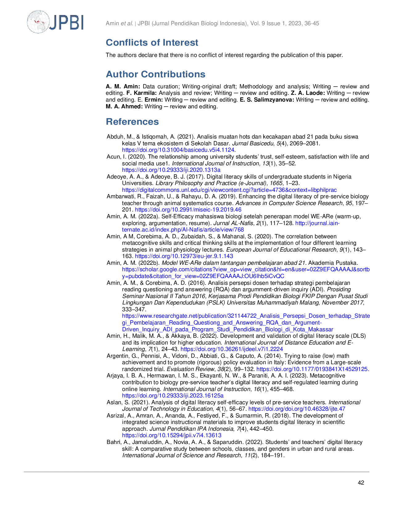 JURIS The WE ARe model s potential to enhance digital literacy of preservice biology teachers