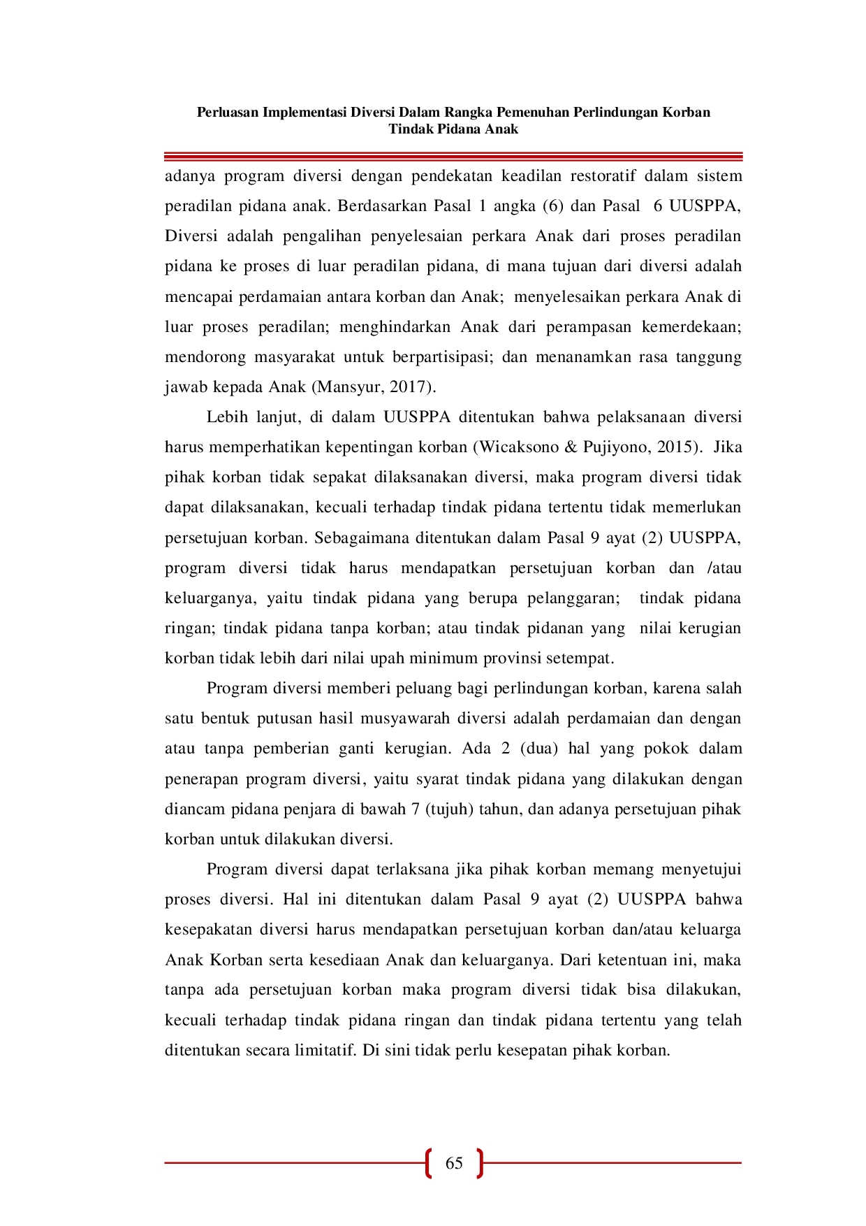 JURIS Perluasan Implementasi Diversi Dalam Rangka Pemenuhan Perlindungan Korban Tindak Pidana Anak