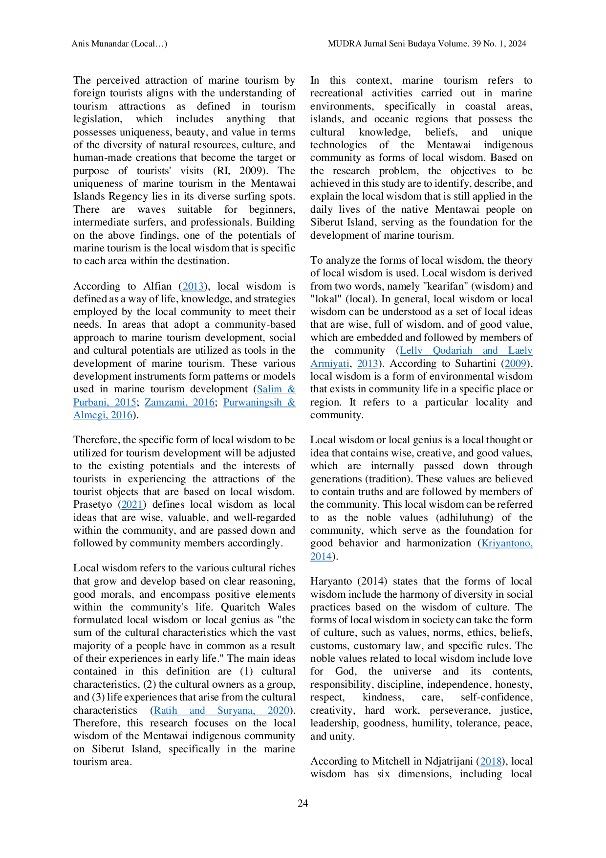 JURIS Local Wisdom of The Mentawai Tribe Community on Siberut Island in The Vicinity of Maritime Tourism Area
