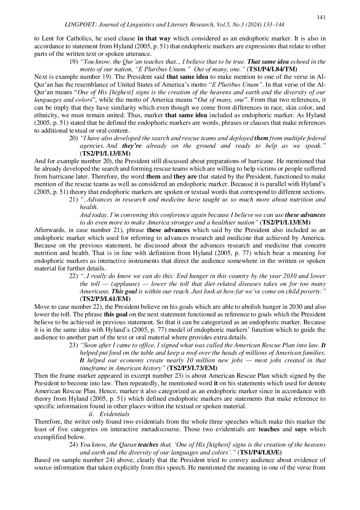 JURIS Interactive Metadiscourse on Joe Biden s Presidential Speeches
