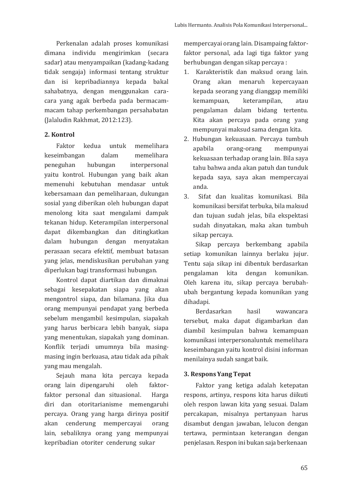 JURIS ANALISIS POLA KOMUNIKASI INTERPERSONAL Studi Antara Masyarakat Pendatang Dengan Masyarakat Lokal Di Desa Boro Kecamatan Sanggar Kabupaten Bima