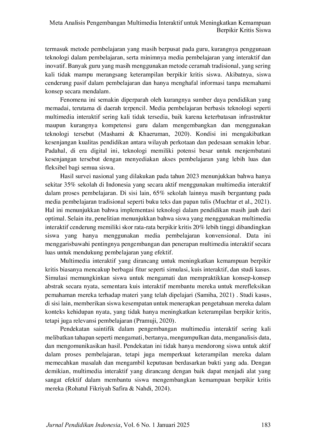 JURIS Meta Analisis Pengembangan Multimedia Interaktif untuk Meningkatkan Kemampuan Berpikir Kritis Siswa