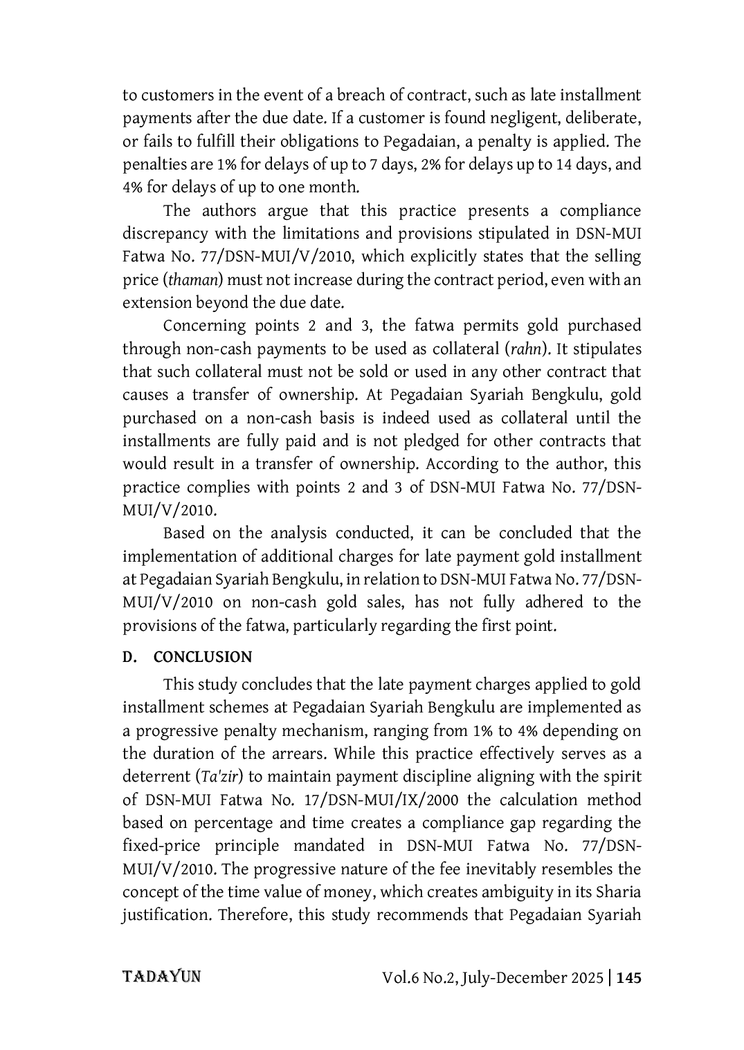 JURIS Assessing Sharia Compliance of Late Payment Charges in Gold Installment Schemes