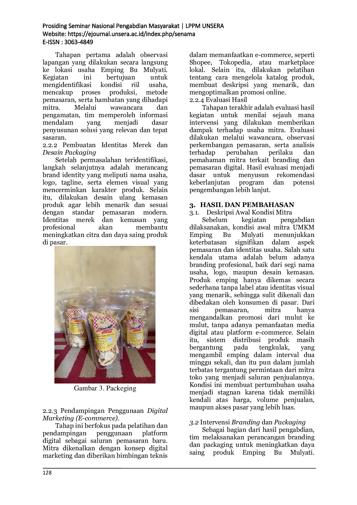 JURIS Transformasi Pemasaran UMKM Strategi Branding dan Digital Marketing pada Usaha Emping Bu Mulyati UMKM Kota Serang