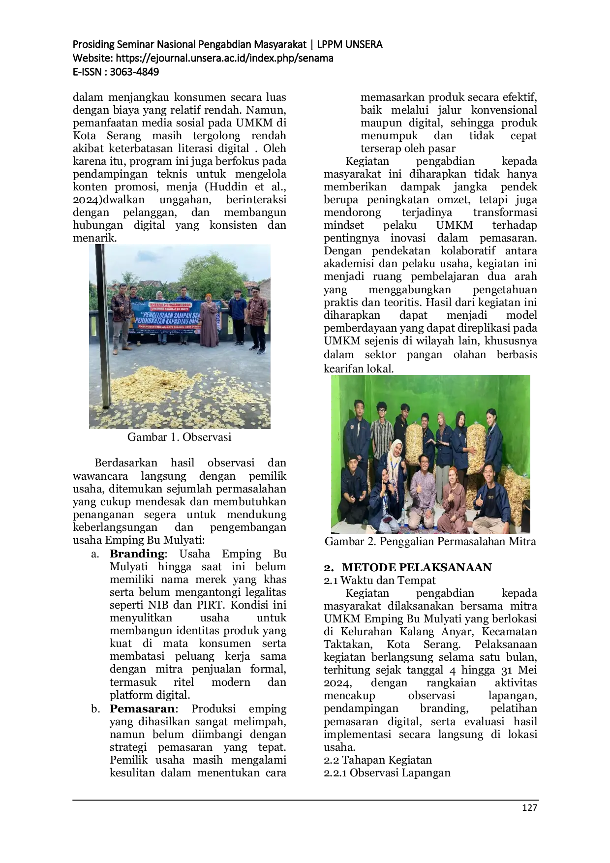 JURIS Transformasi Pemasaran UMKM Strategi Branding dan Digital Marketing pada Usaha Emping Bu Mulyati UMKM Kota Serang