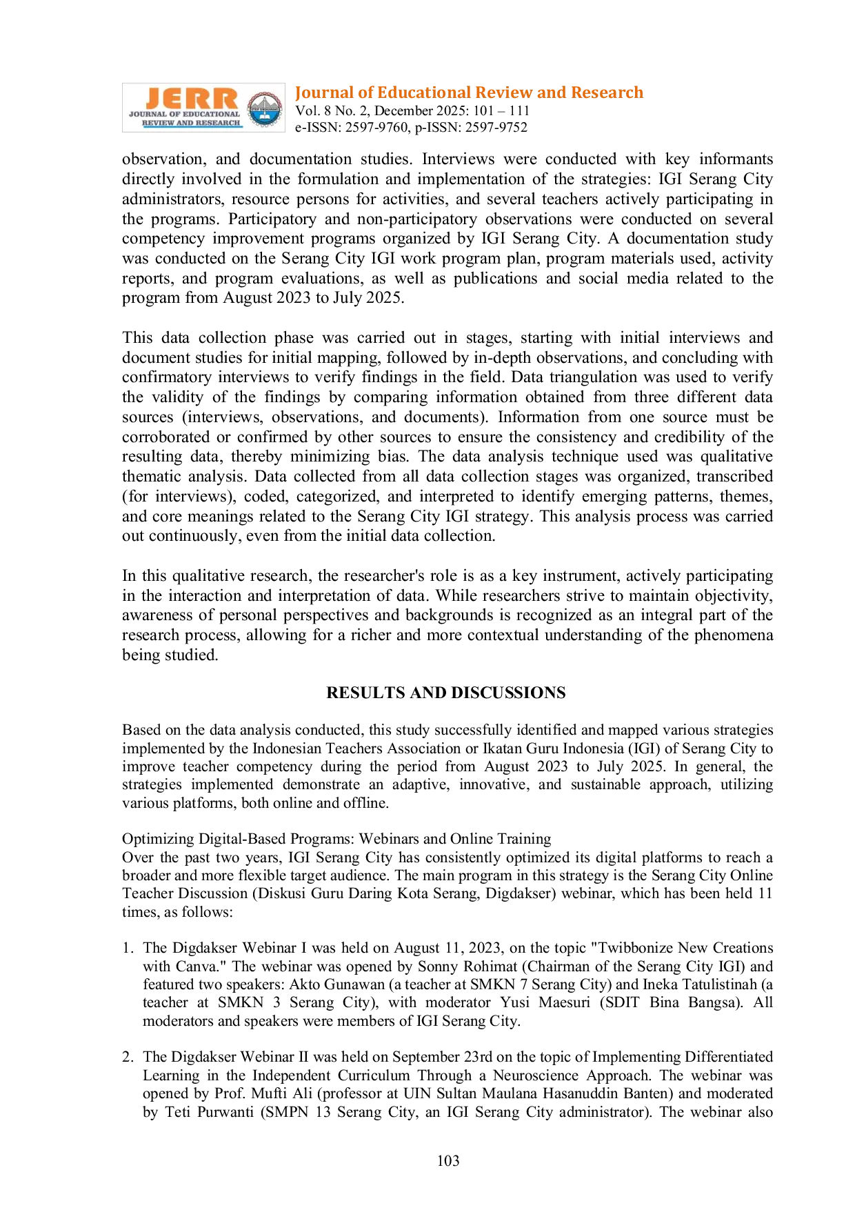 JURIS Strategi Kota Serang IGI untuk Meningkatkan Kompetensi Guru